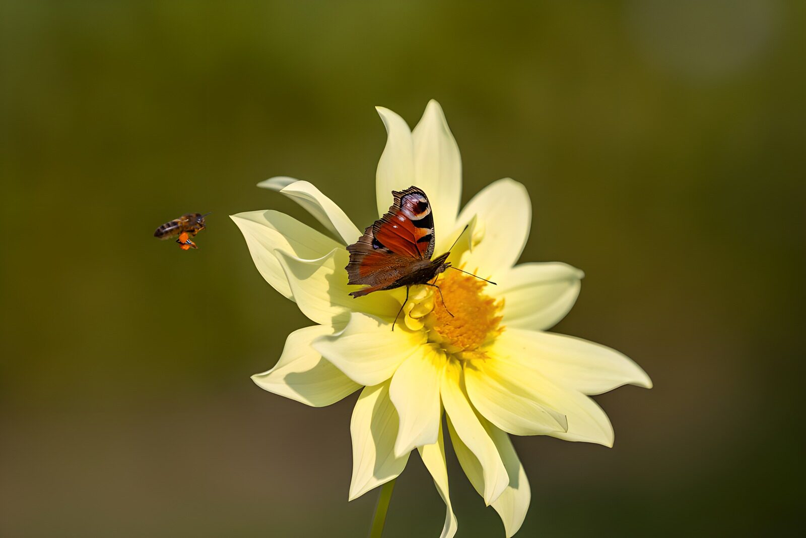 PDGIT1638655: Dalia al sole con farfalla e ape