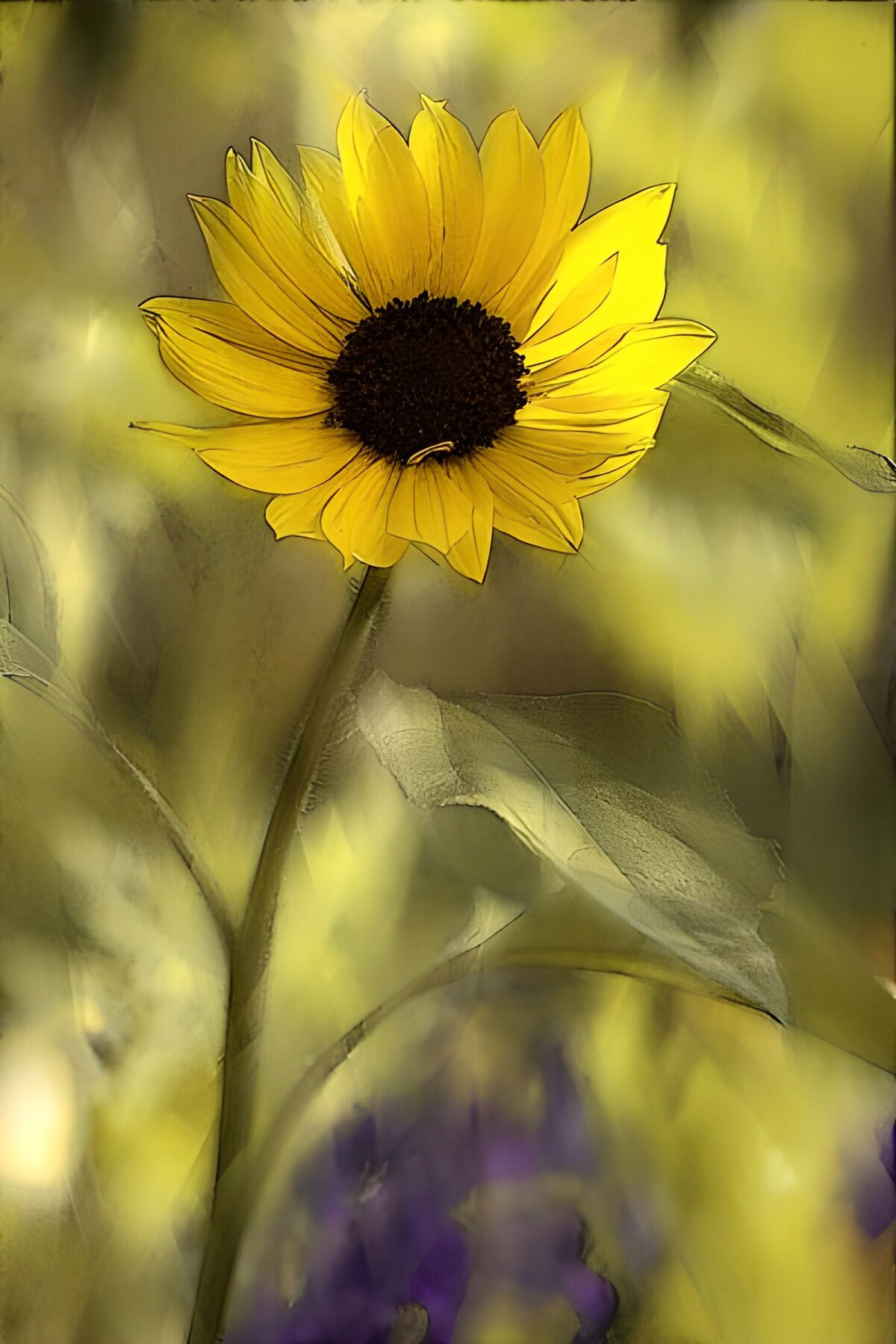 PDGIT4690019: Girasole giallo nella luce morbida