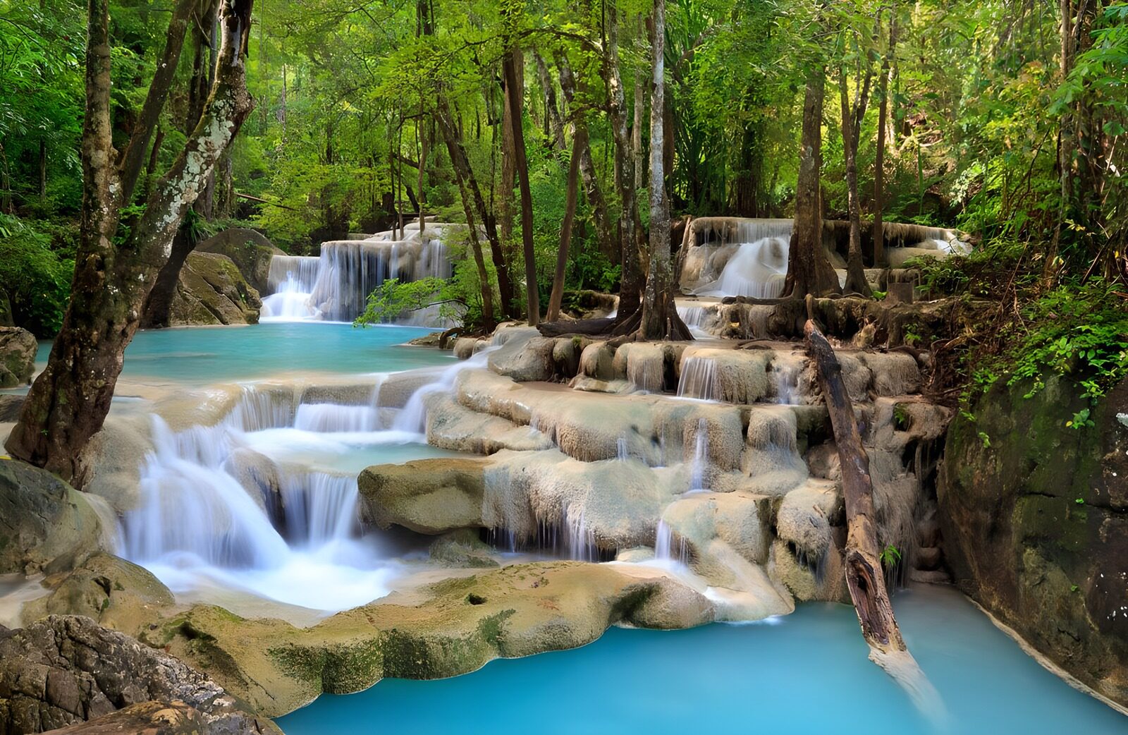 PDGIT8069711: Cascate e pozze turchesi nel bosco