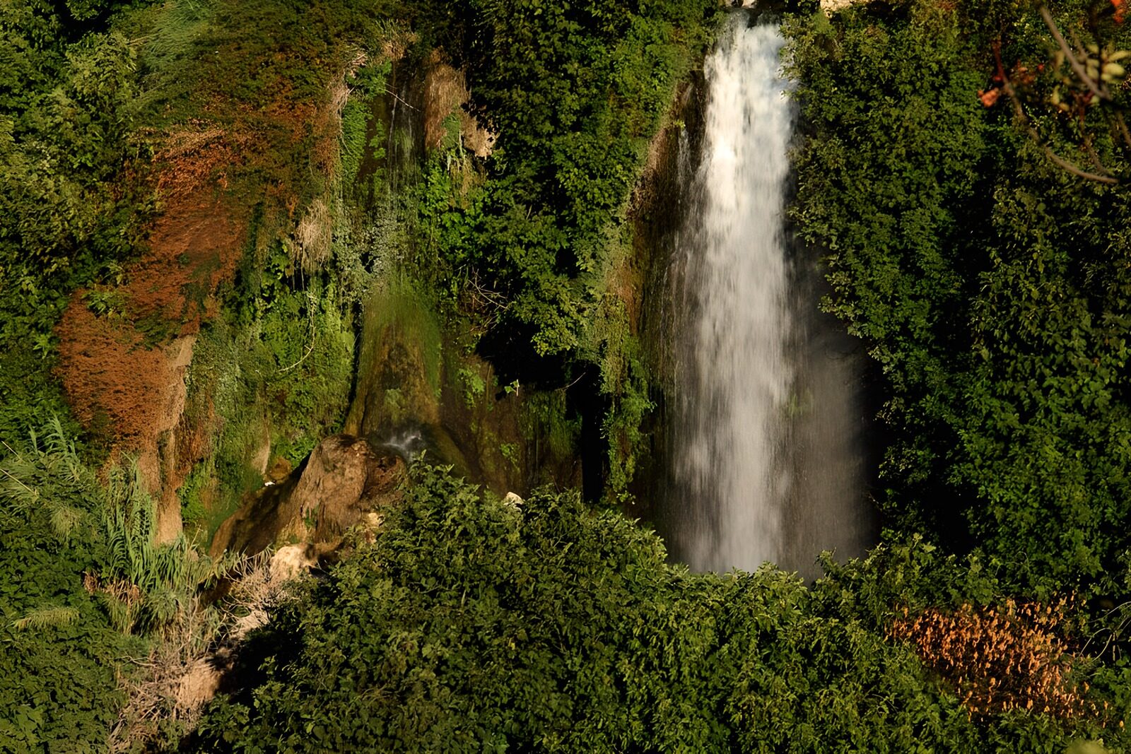PDGIT3292146: Cascata nel verde tra rocce e ombre