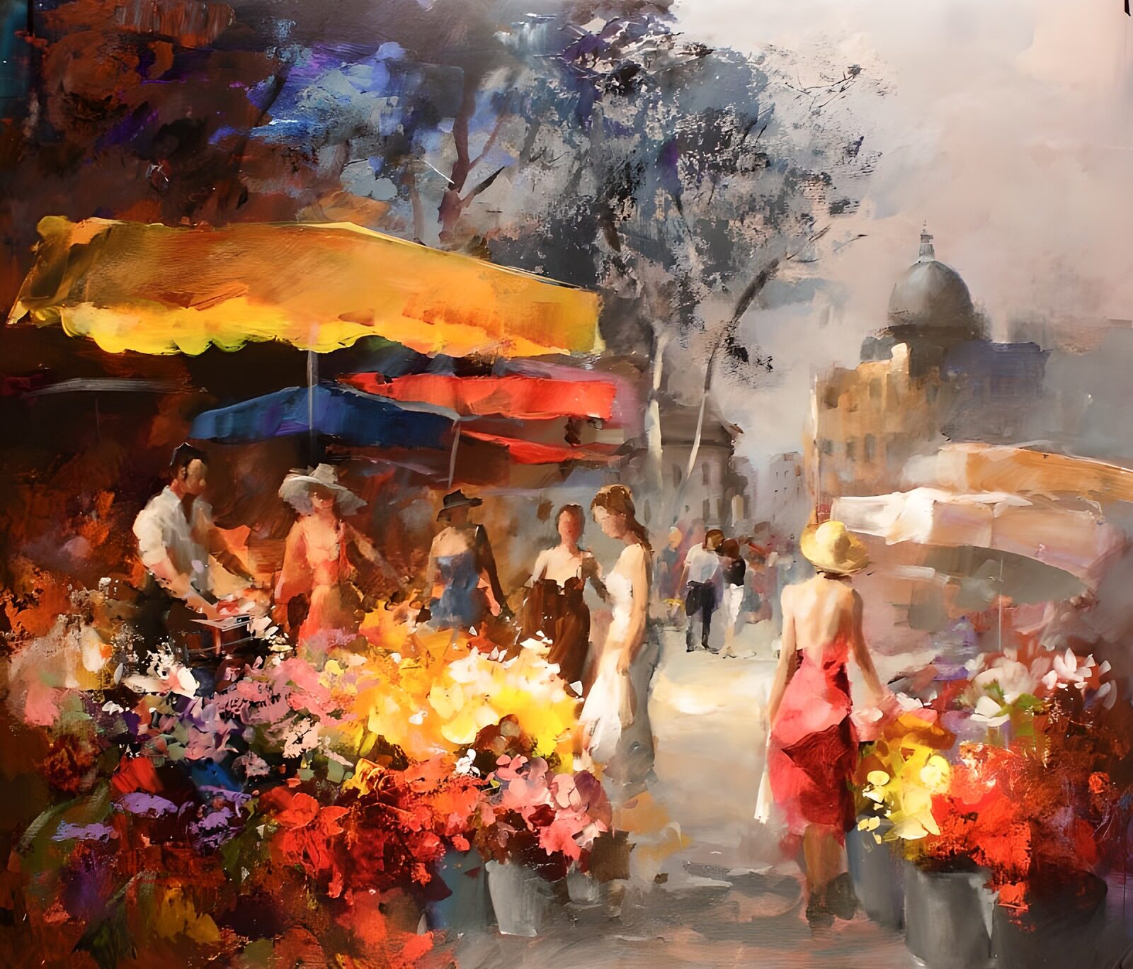PDGIT3012425: Mercato dei fiori nella luce estiva