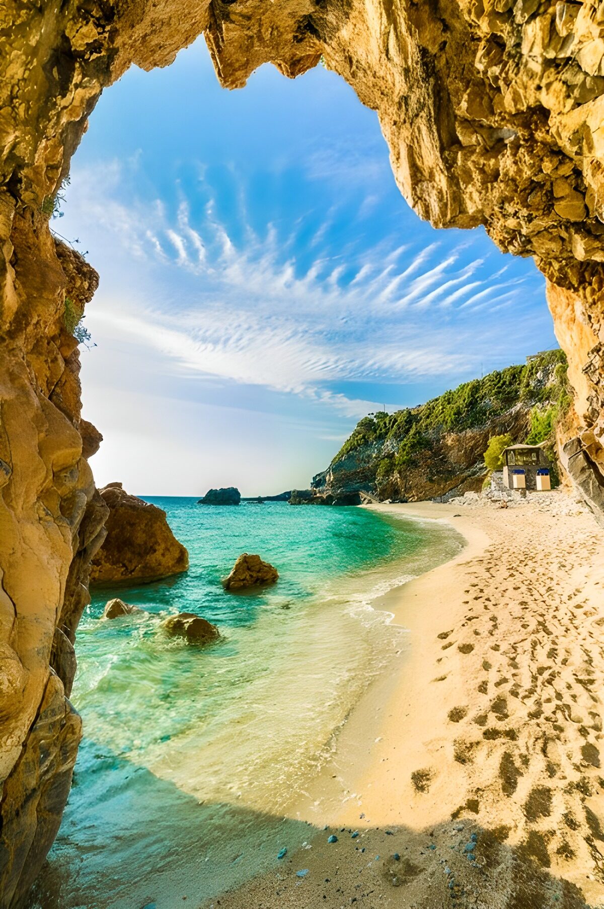 PDGIT5302619: Cala turchese vista dalla grotta