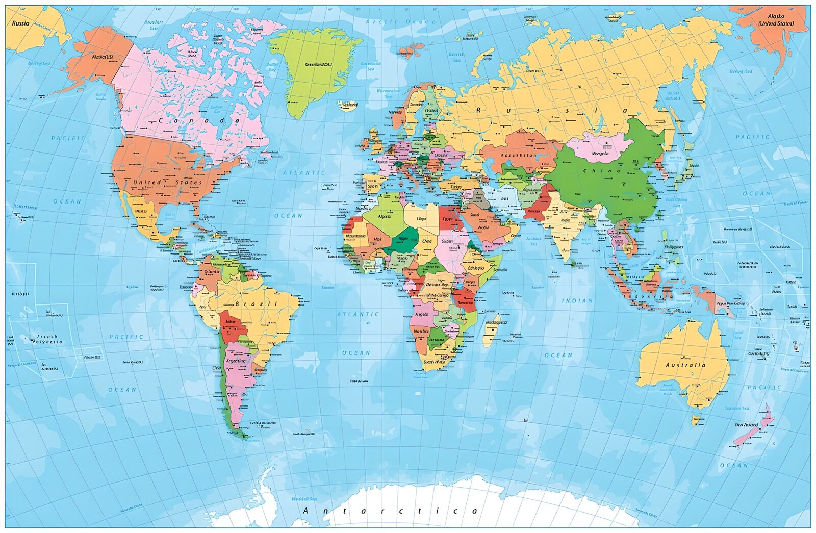 PDGIT7476481: Mappa politica del mondo a colori pastello
