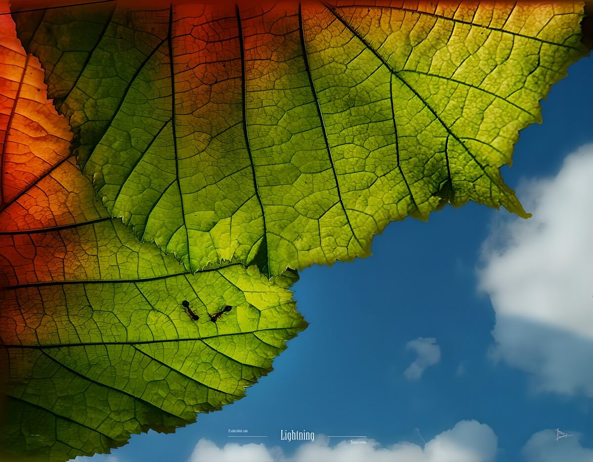 PDGIT1869503: Foglie in controluce sul cielo blu