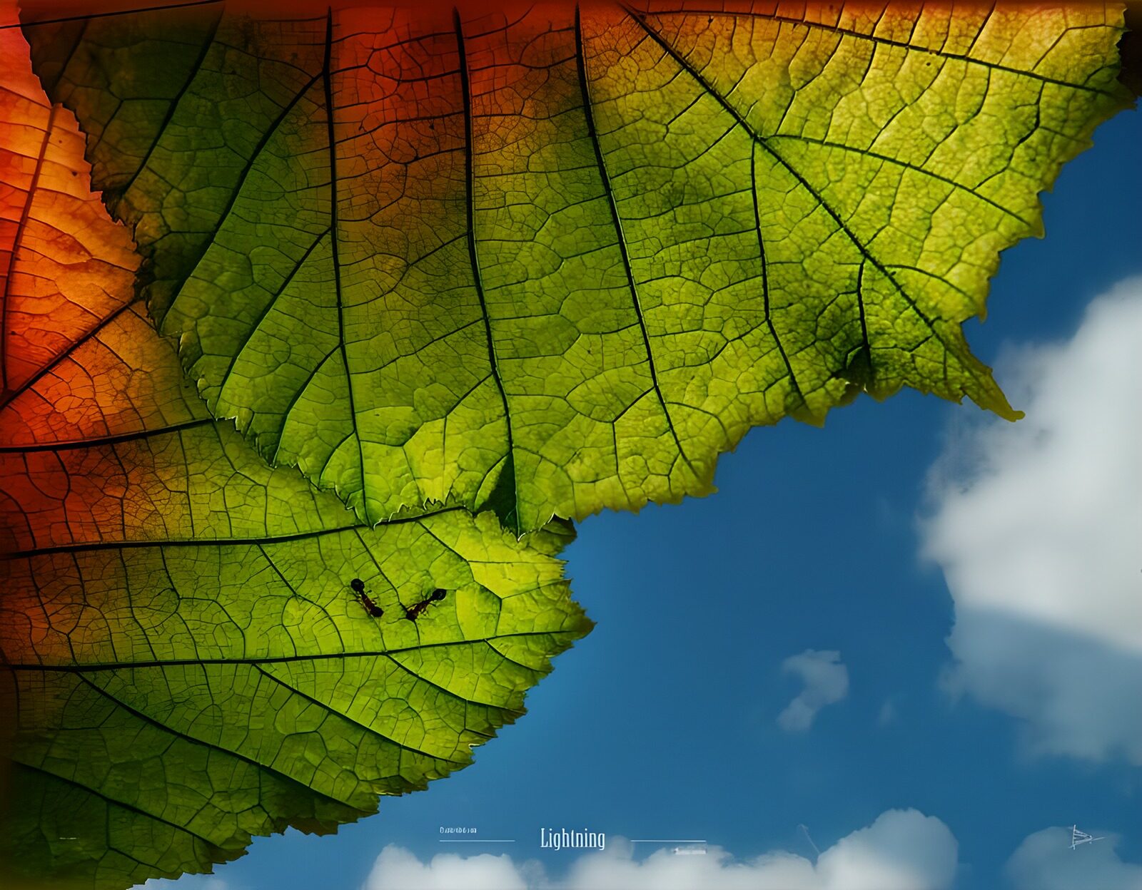 PDGIT1869503: Foglie in controluce sul cielo blu