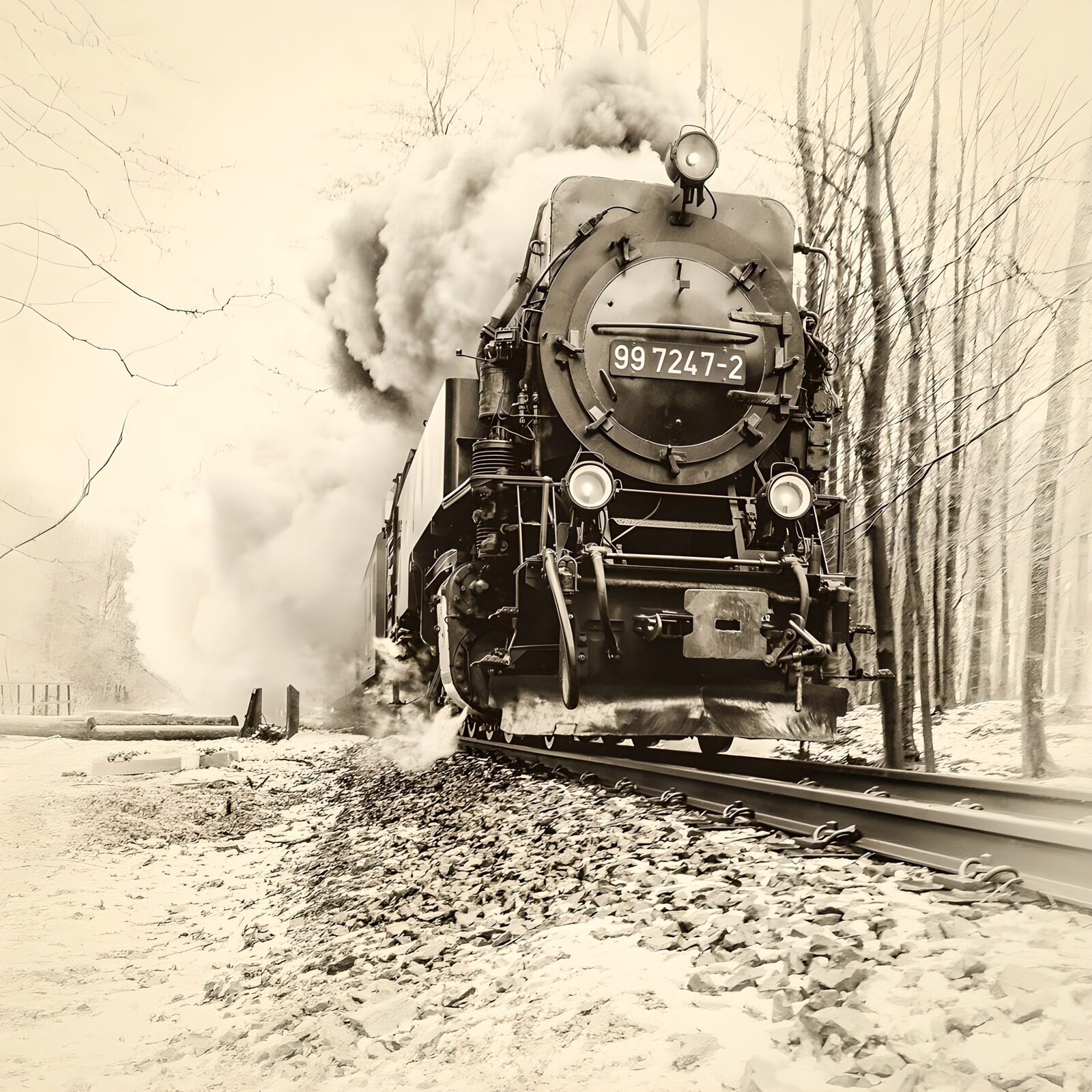PDGIT4951876: Locomotiva a vapore nella neve