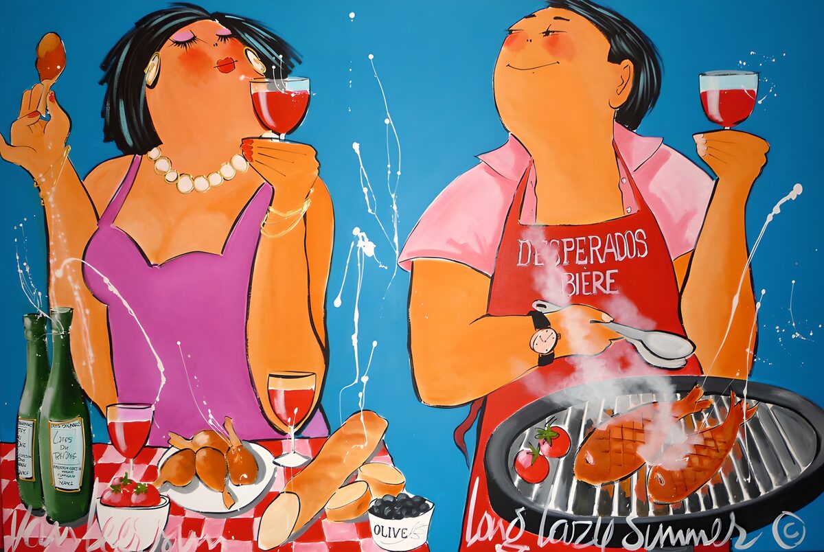 PDGIT1722797: Coppia tra vino rosso e pesce alla griglia