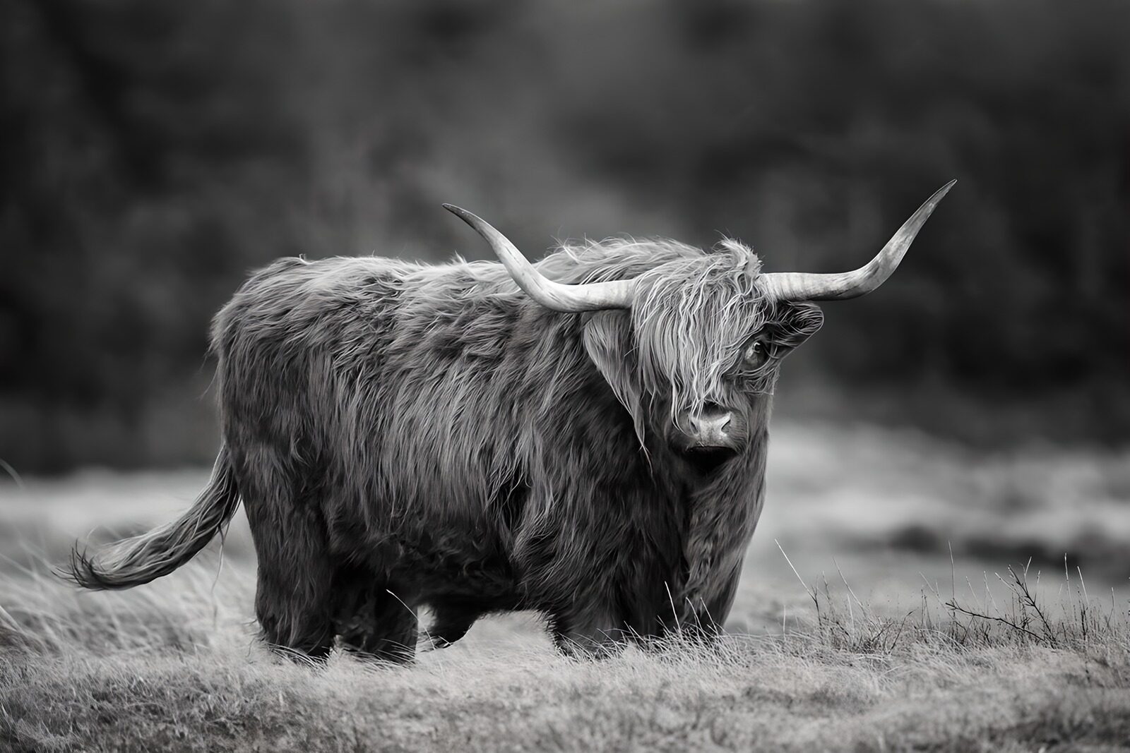 PDGIT7946841: Mucca Highland in bianco e nero