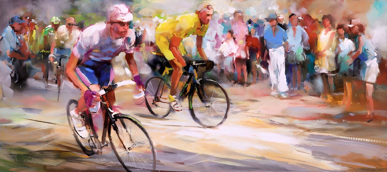 PDGIT9484746: Gara ciclistica in una curva d’estate