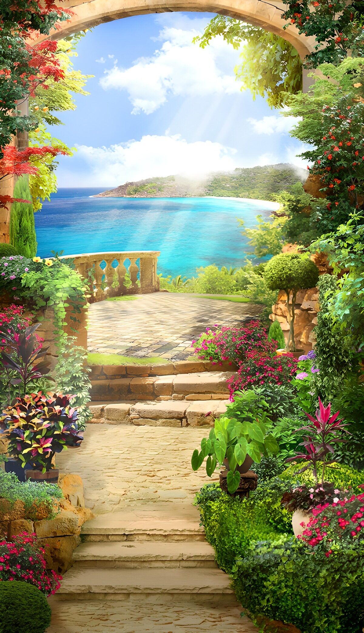 PDGIT2631559: Giardino in fiore con vista sulla baia