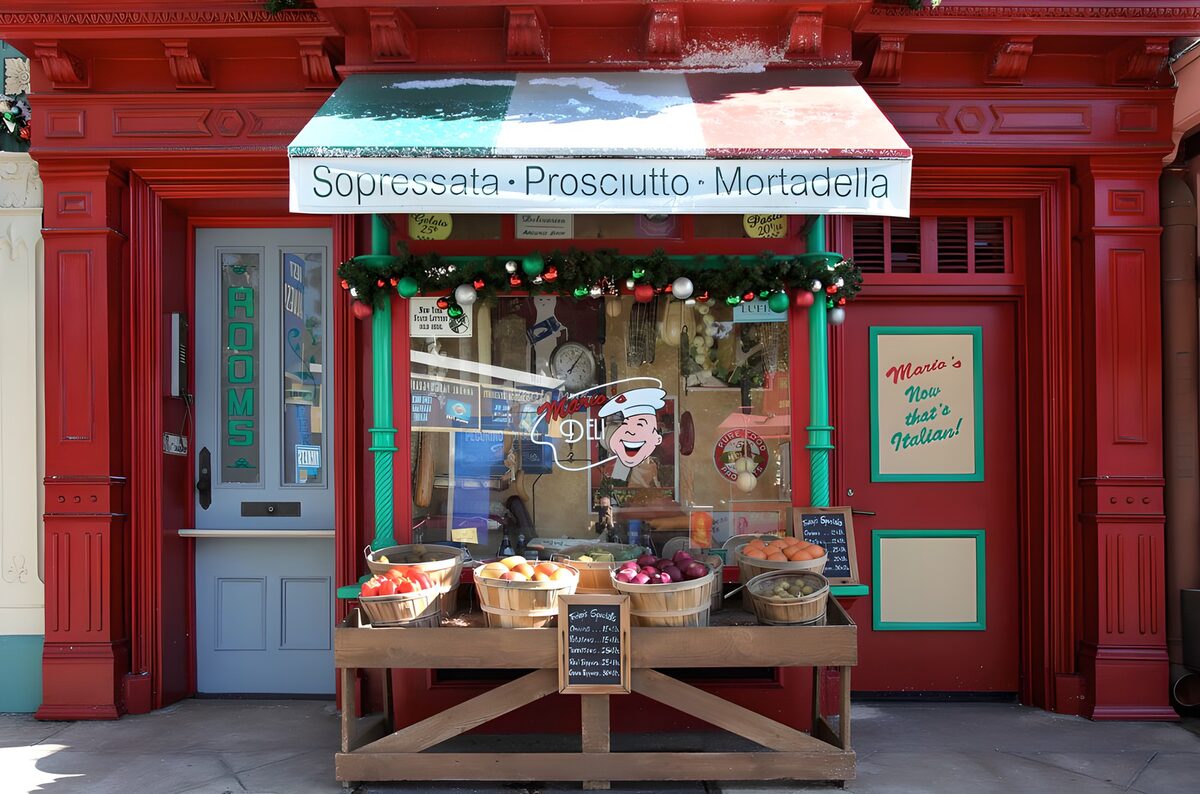 PDGIT4161209: Salumeria rossa con ceste di verdure