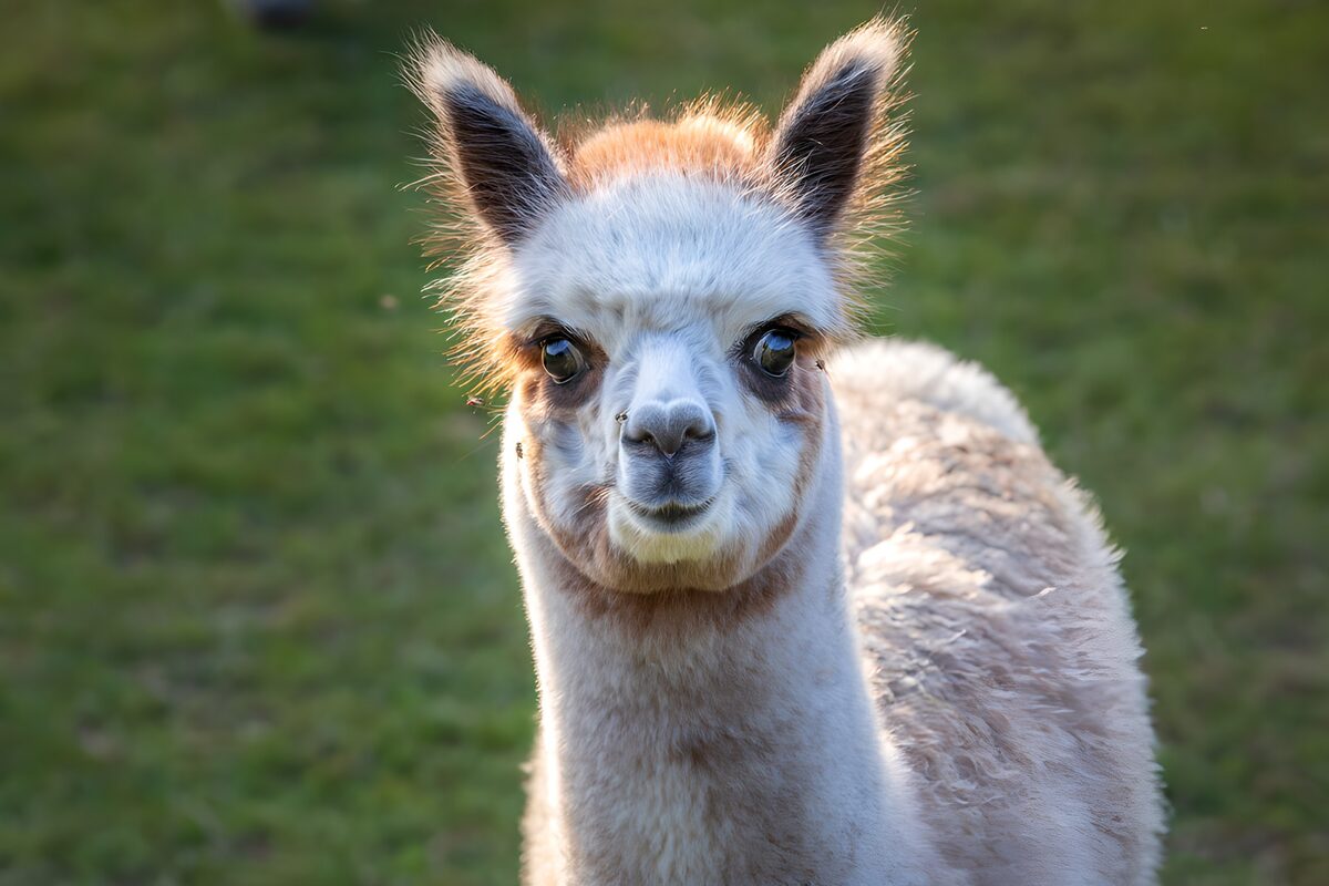PDGIT1767493: Alpaca dal manto chiaro e sguardo curioso