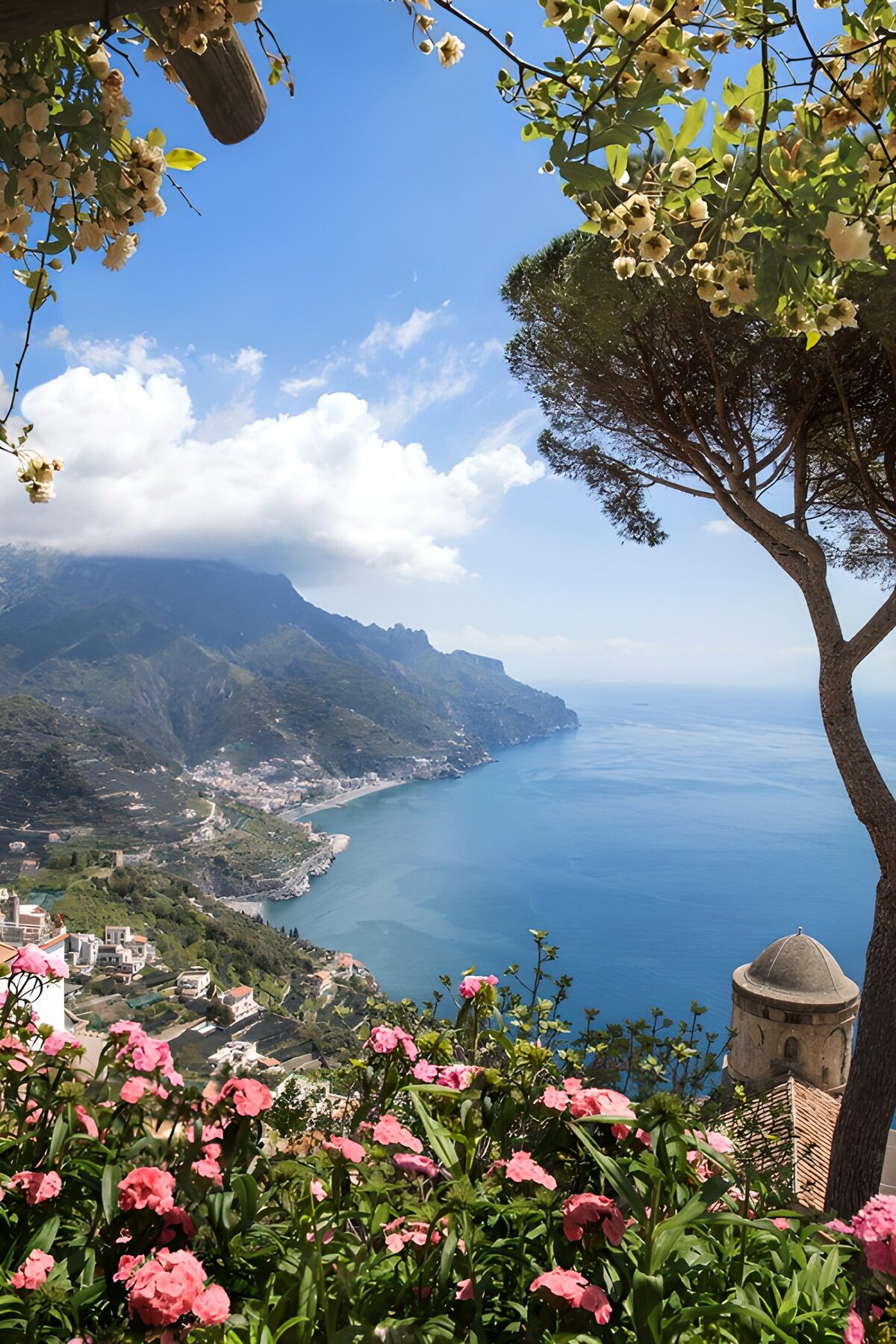 PDGIT1749453: Baia tra monti e fiori rosa