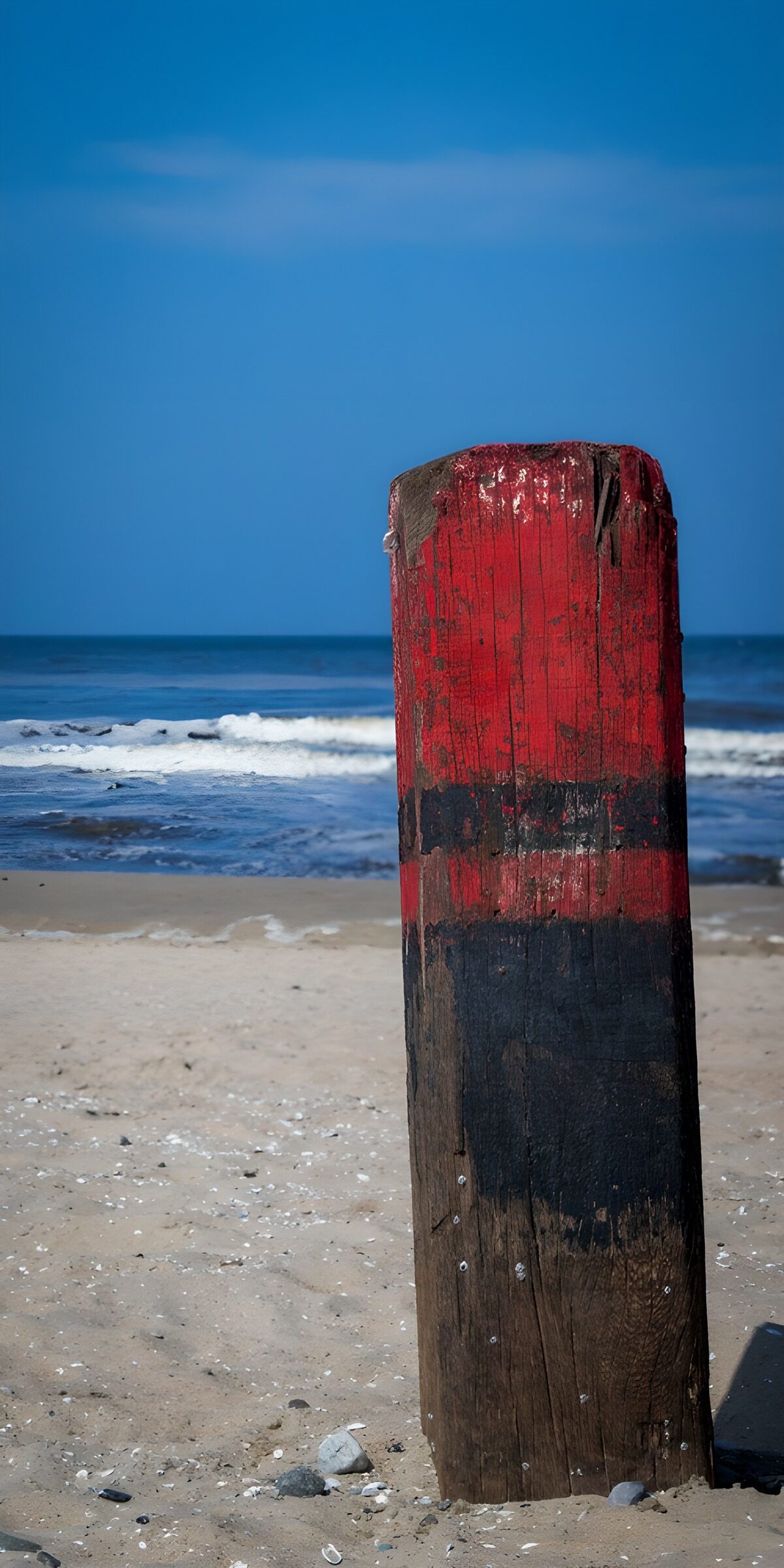 PDGIT6609007: Palo rosso e nero sulla spiaggia