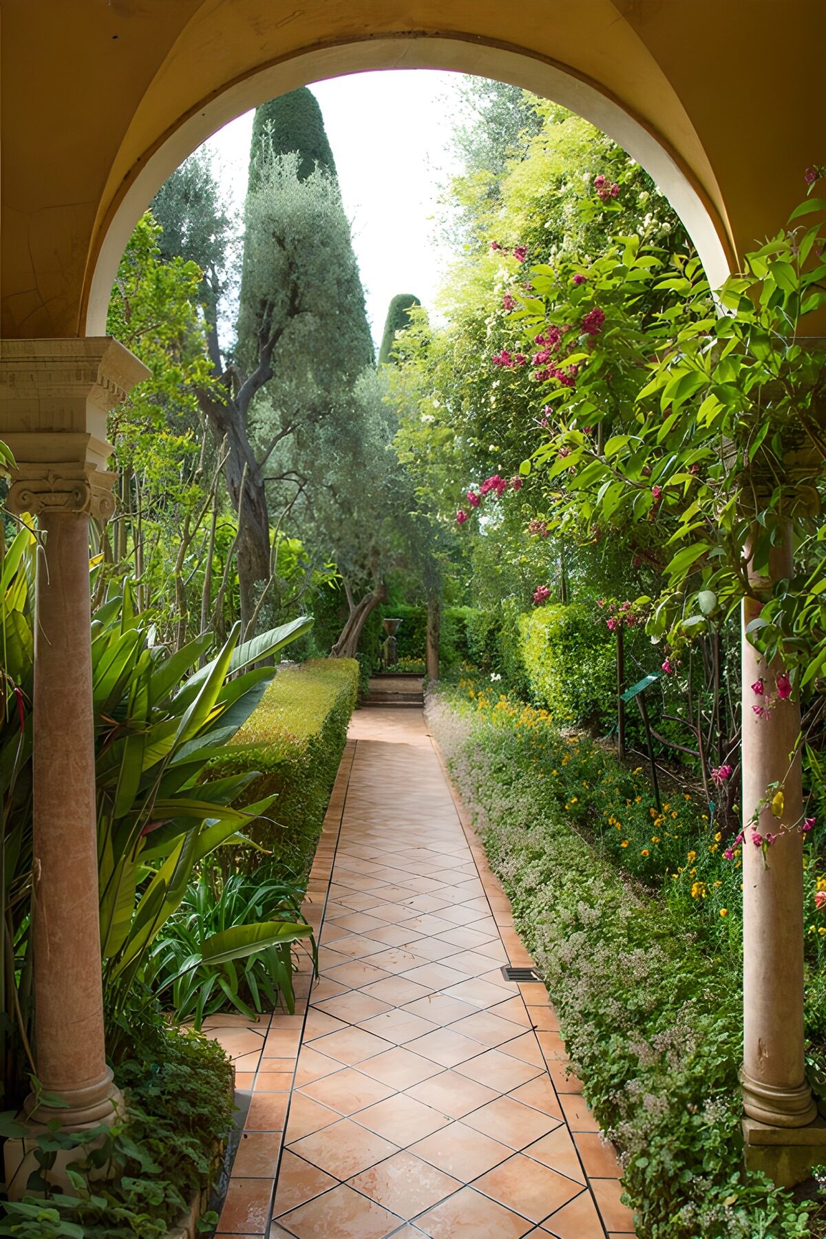PDGIT2231127: Arco in pietra e giardino rigoglioso
