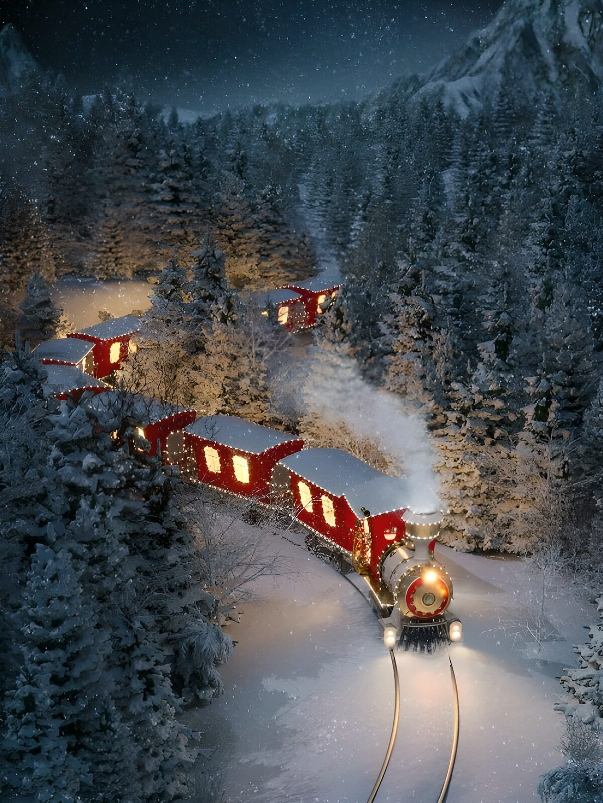 PDGIT2484943: Treno di Natale nel bosco innevato