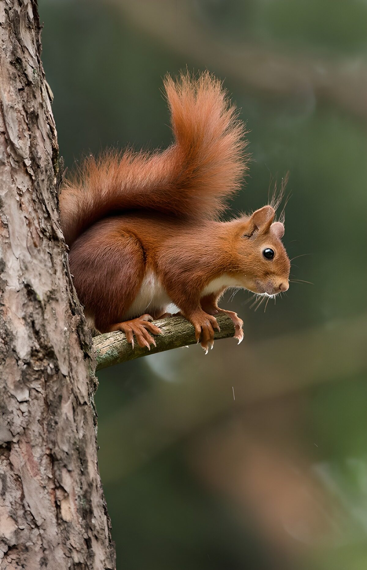 PDGIT5786032: Scoiattolo rosso in equilibrio sul ramo