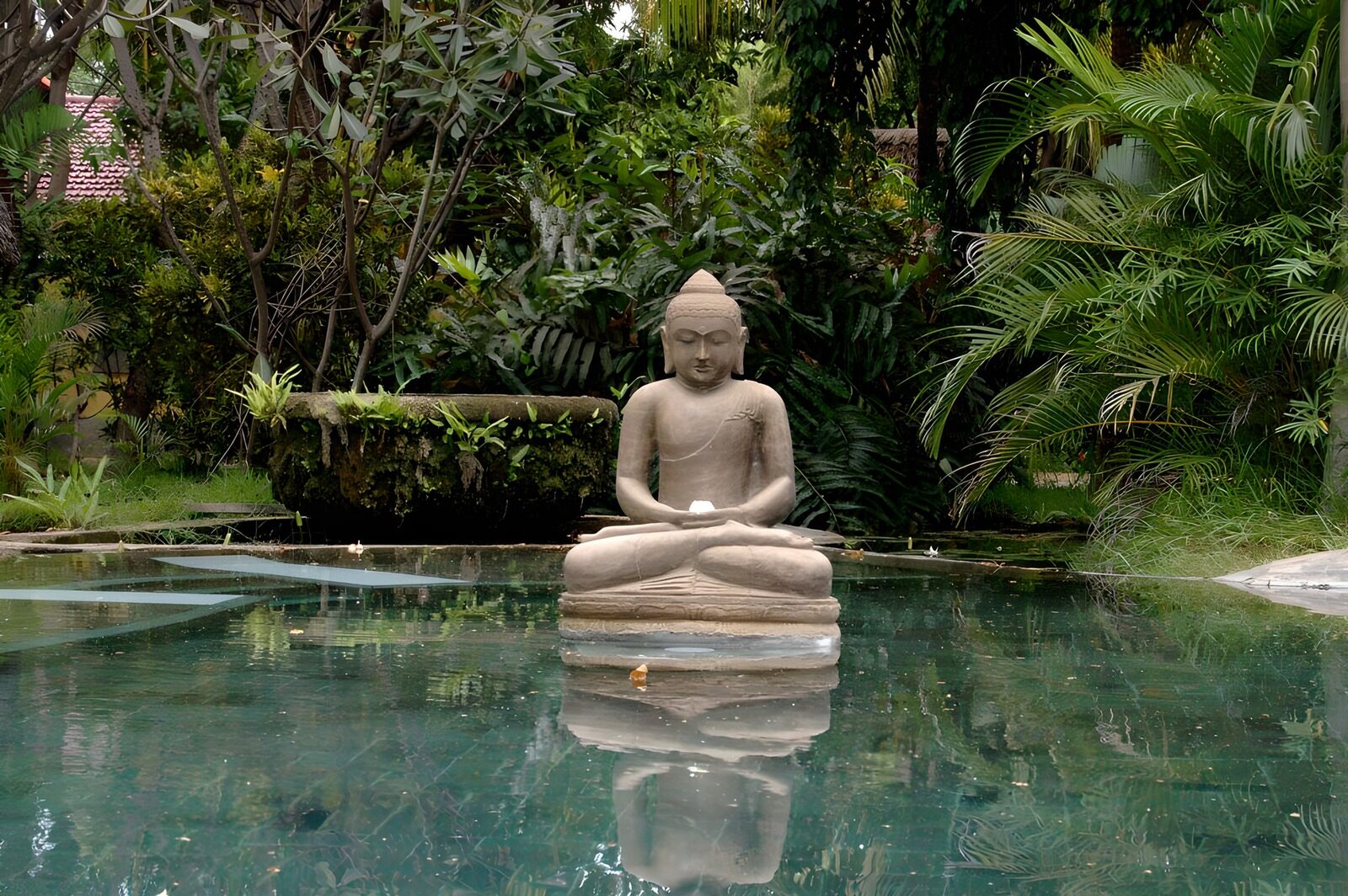 PDGIT8039810: Buddha di pietra nello stagno