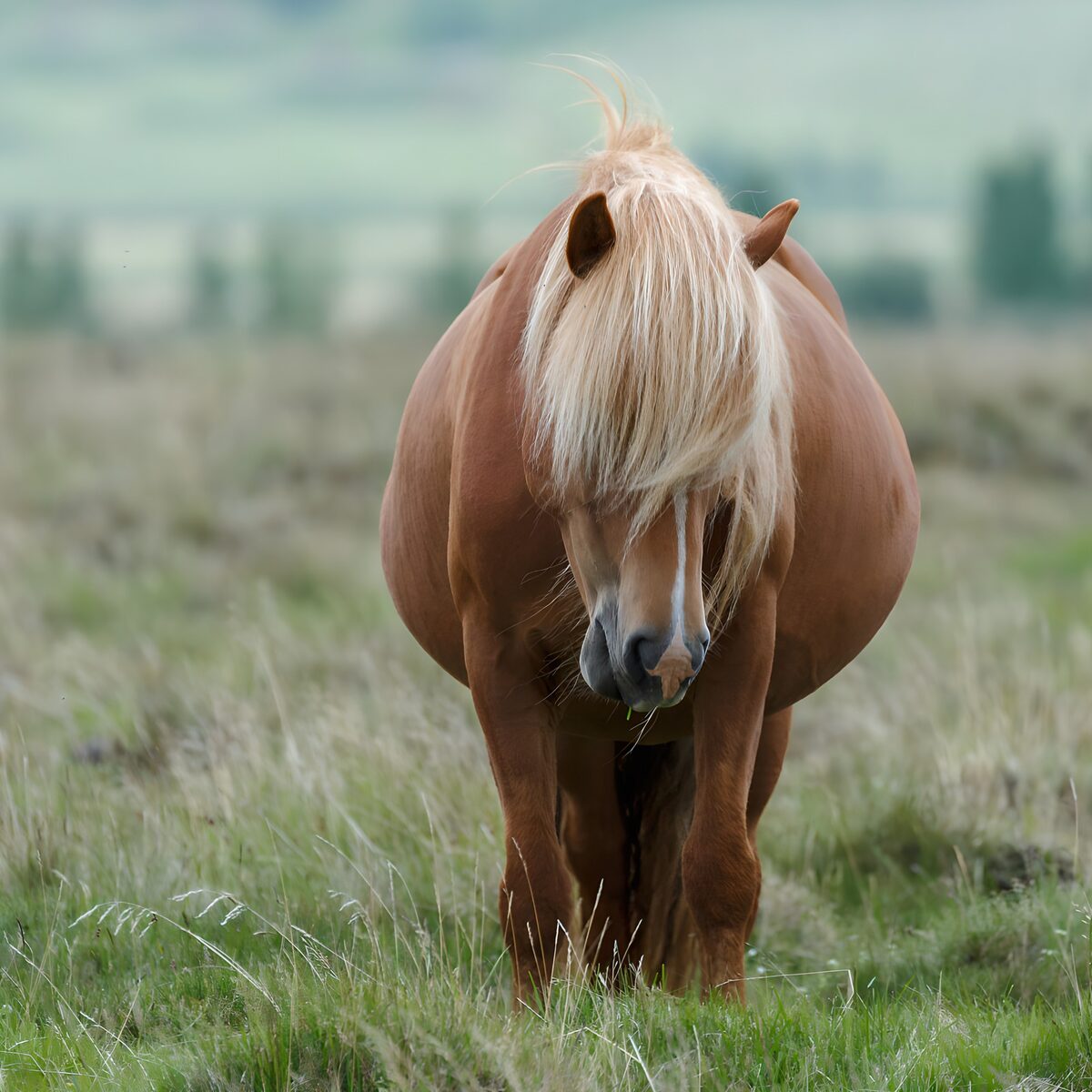 PDGIT1233870: Cavallo bruno in posa tra l’erba