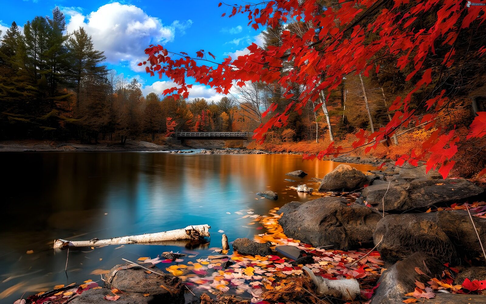 PDGIT1447392: Fiume d’autunno tra rocce e riflessi