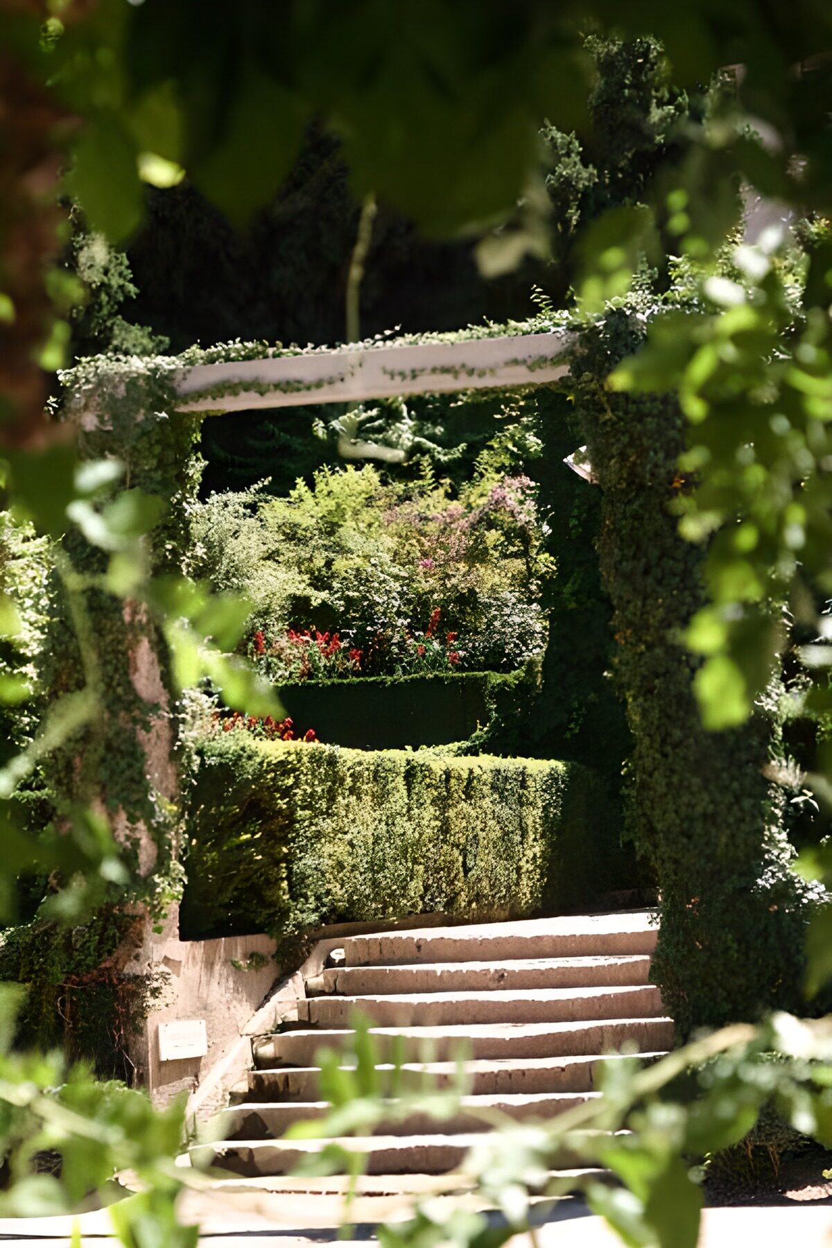Scala in pietra nel verde del giardino