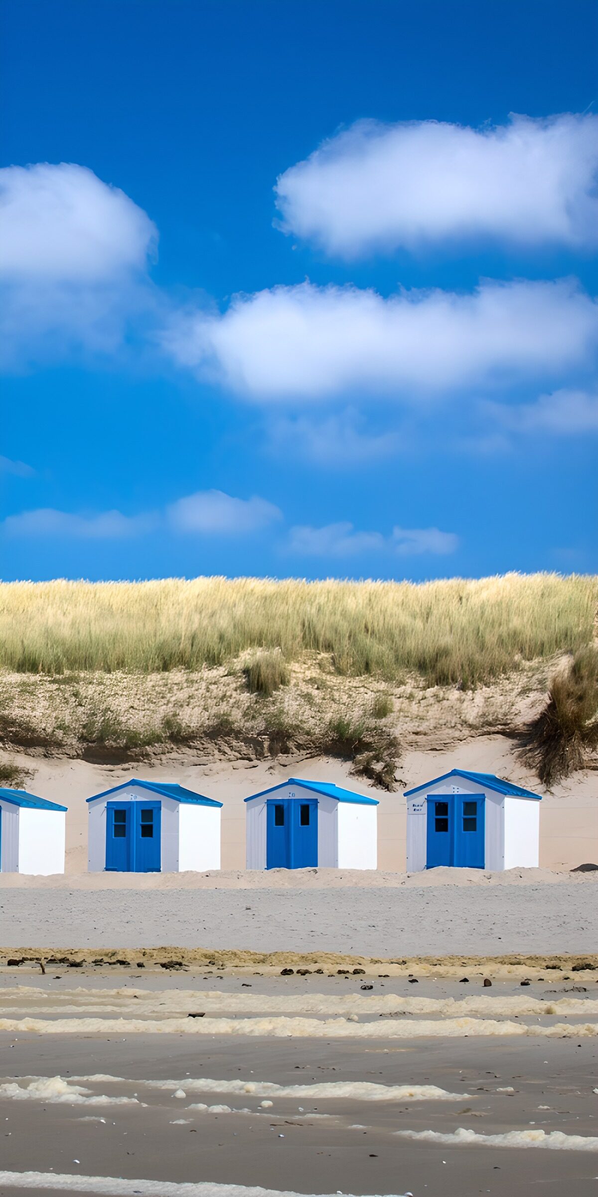PDGIT6807520: Cabine bianche e blu tra le dune