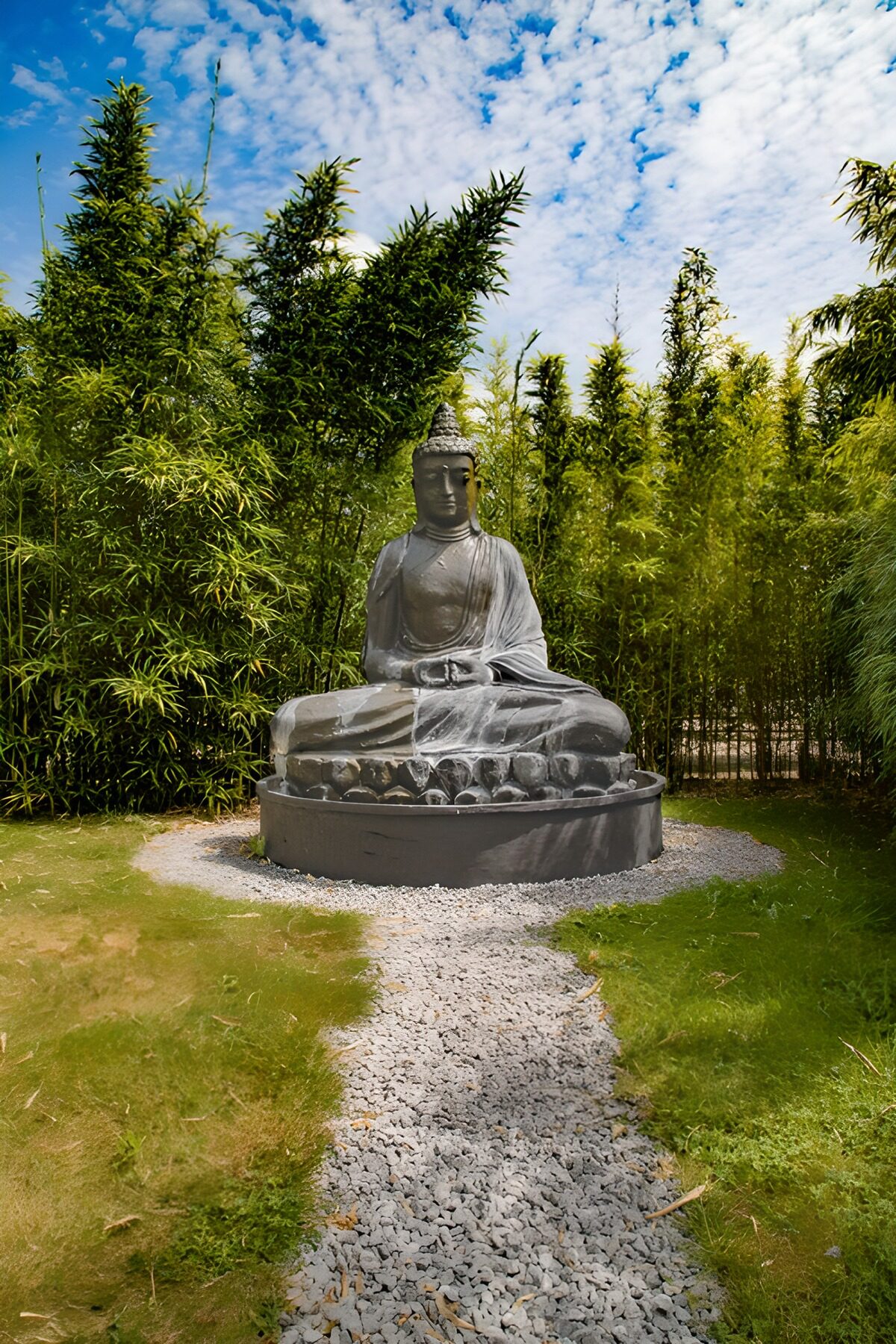 PDGIT6108448: Statua di Buddha nella quiete dei bambù