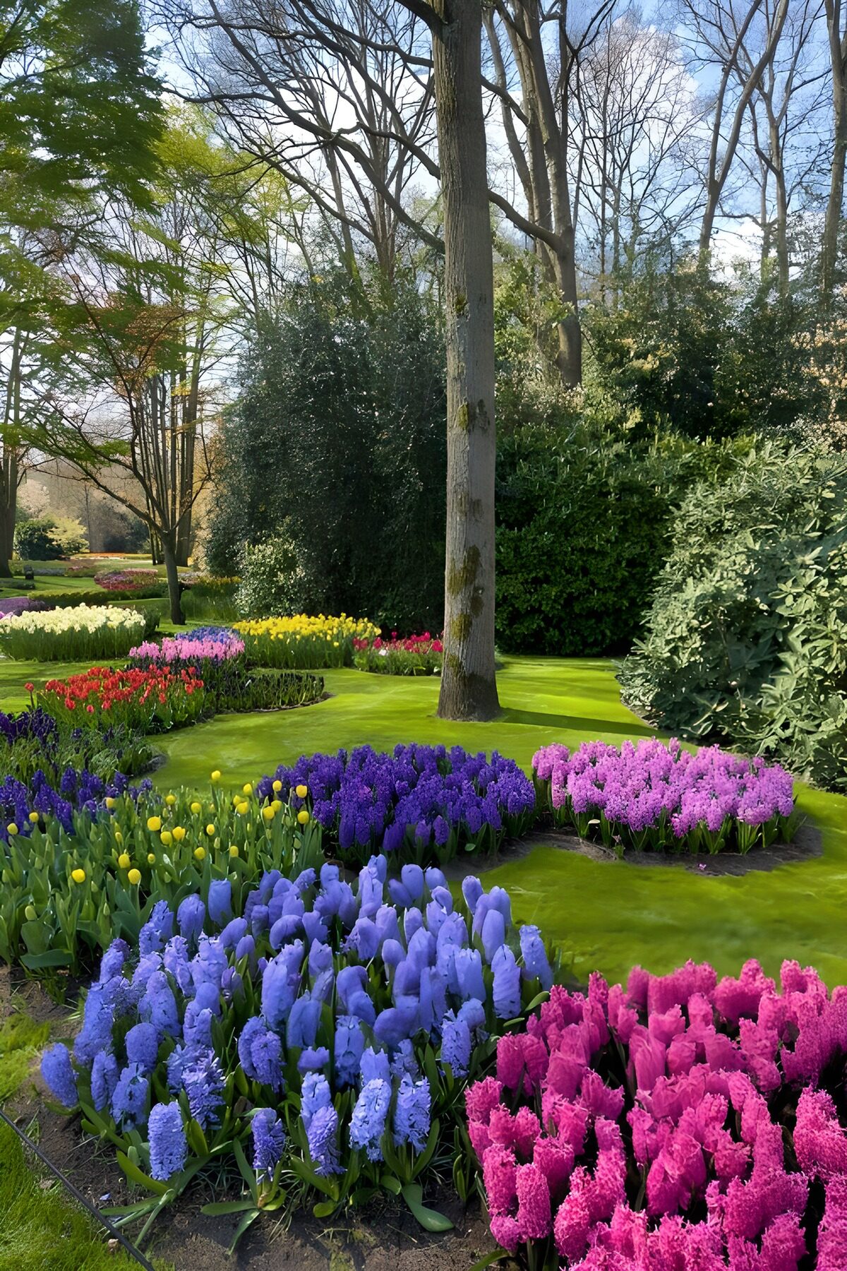 PDGIT3441769: Giacinti e tulipani nel sole di primavera