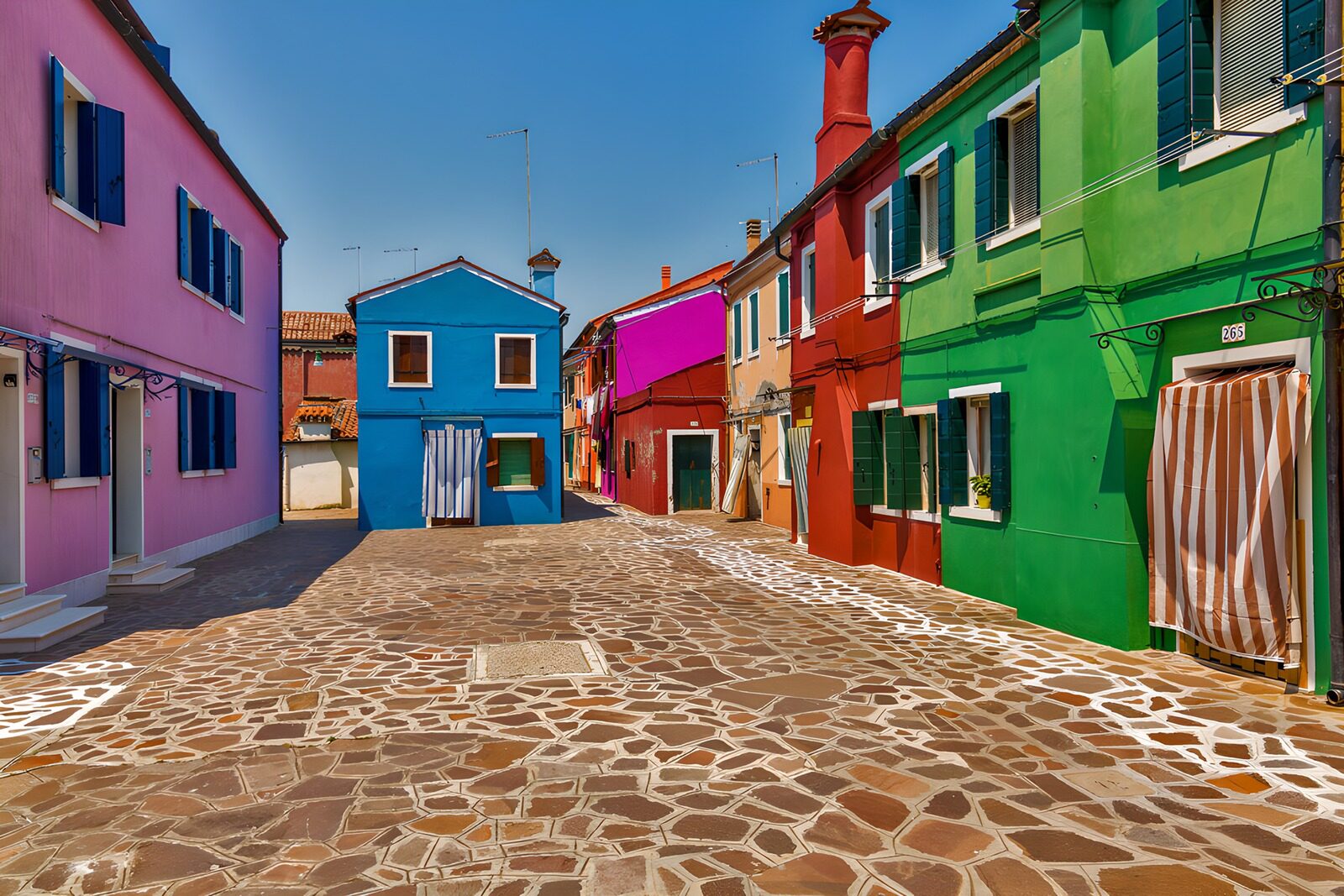 PDGIT5161873: Vicolo di case colorate al sole