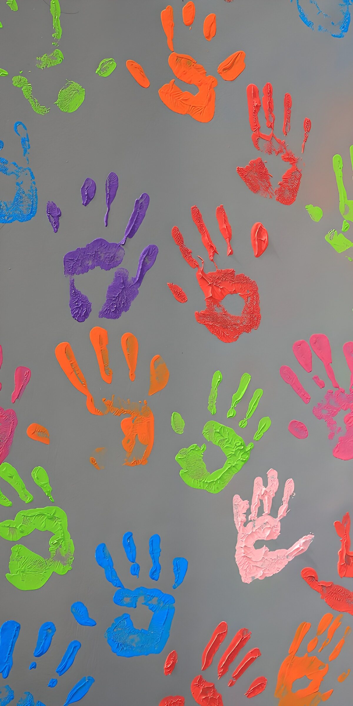 PDGIT1275045: Impronte di mani multicolori sul grigio