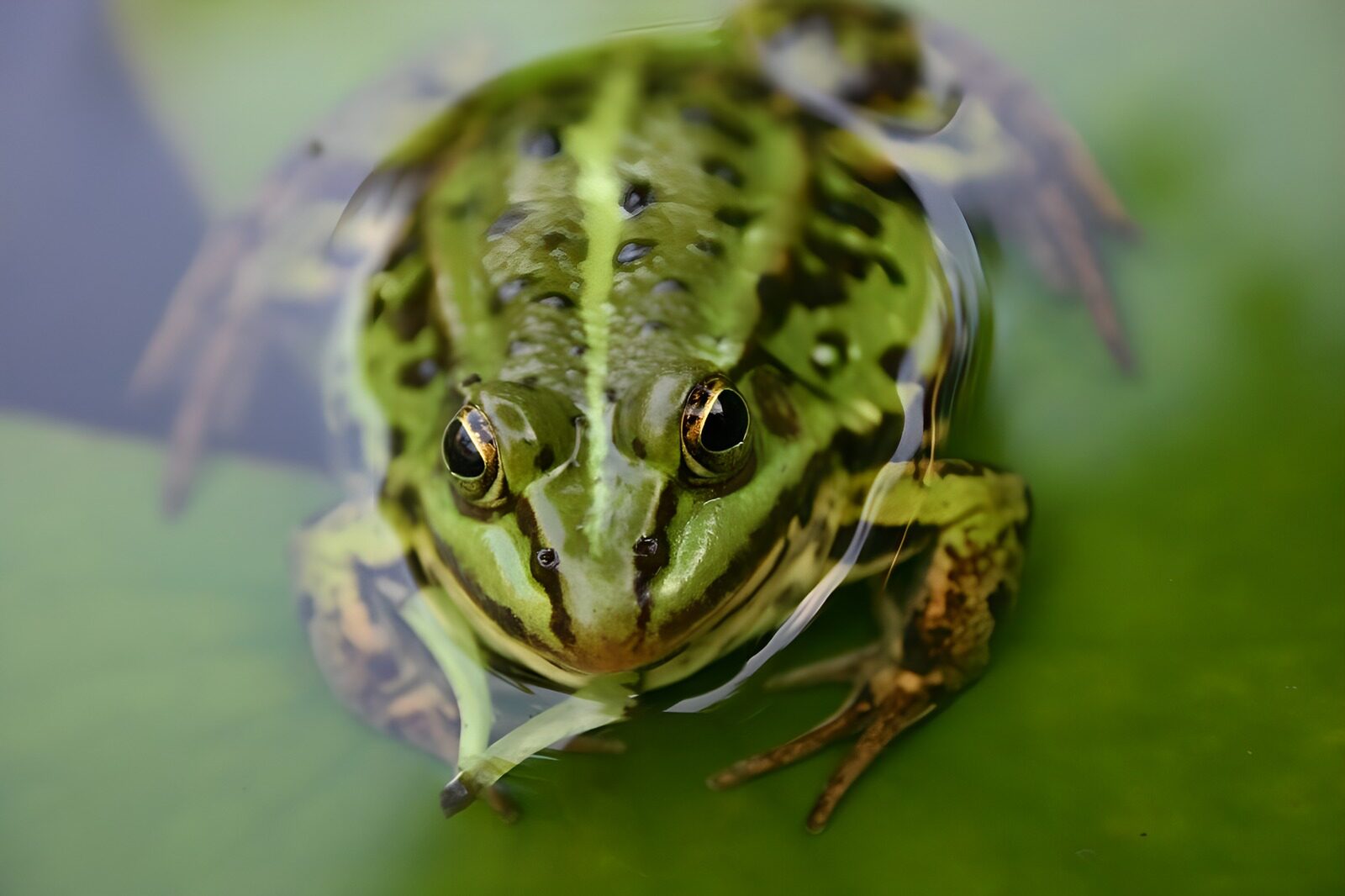 PDGIT3271189: Rana verde in primo piano nell’acqua
