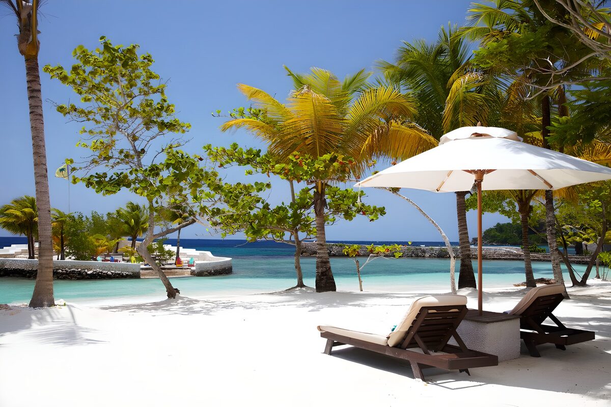 PDGIT2215866: Spiaggia bianca e lettini in pieno relax