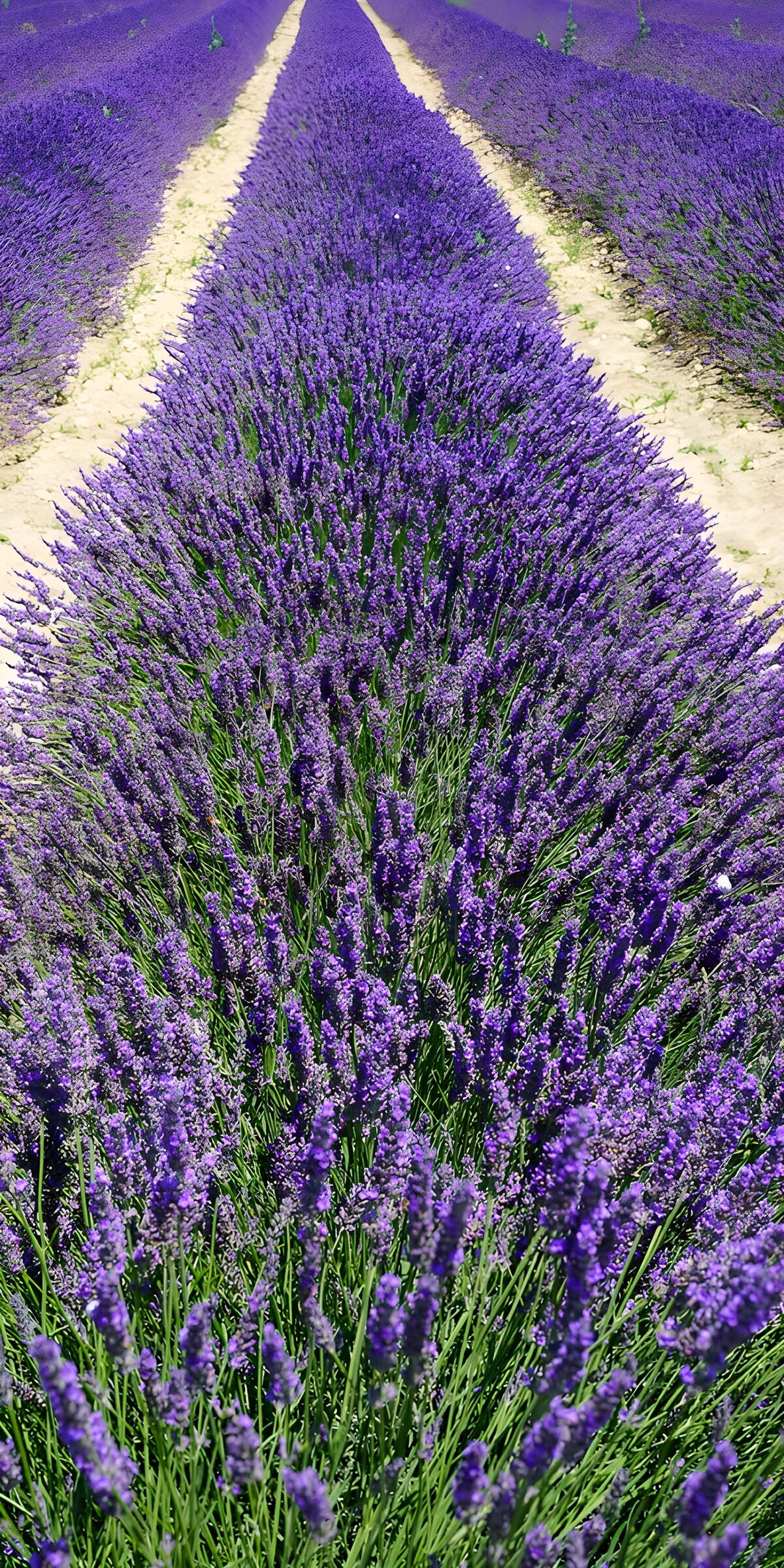 PDGIT5476278: Filari di lavanda in fiore al sole