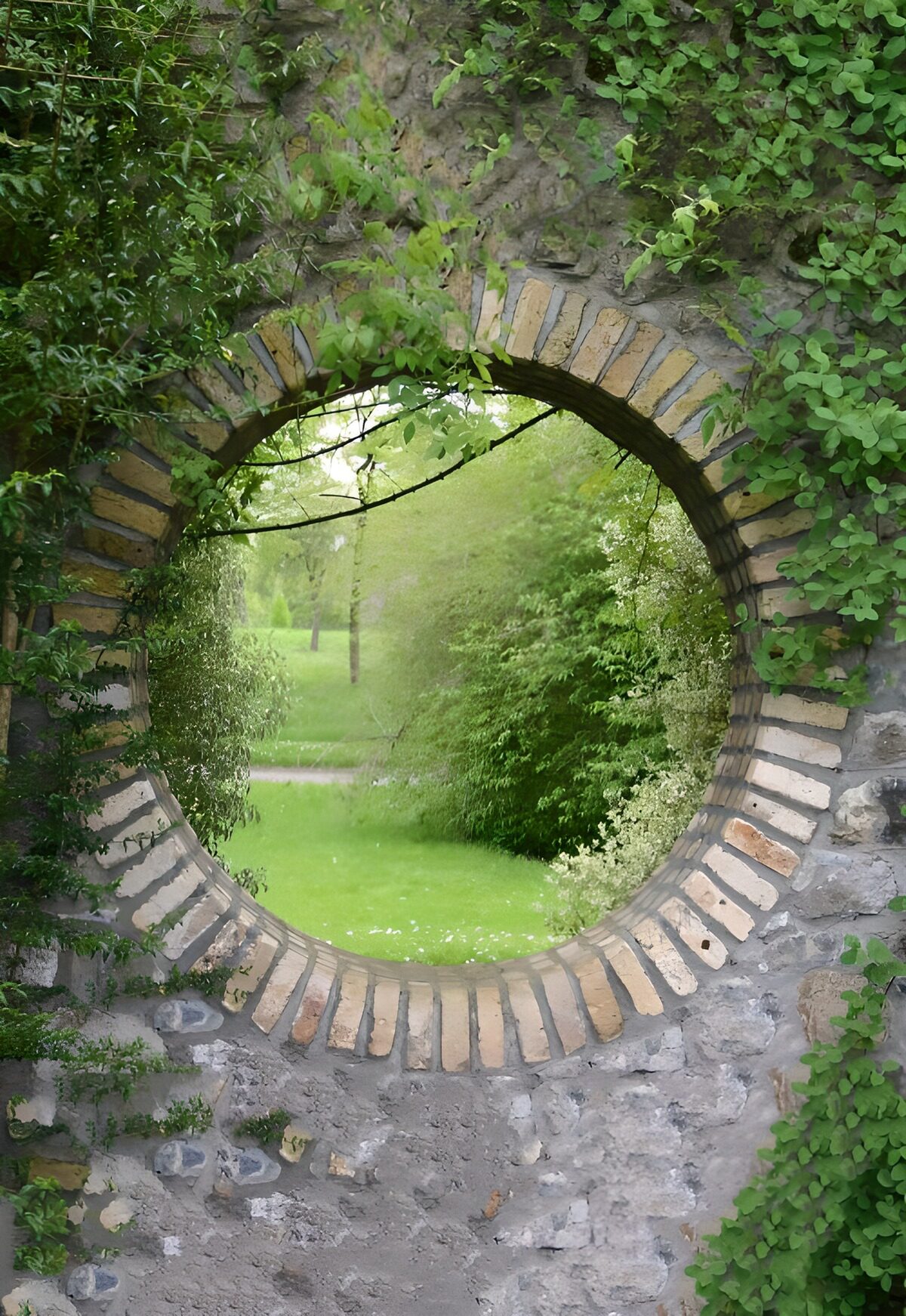 PDGIT2720509: Finestra tonda sul giardino rigoglioso