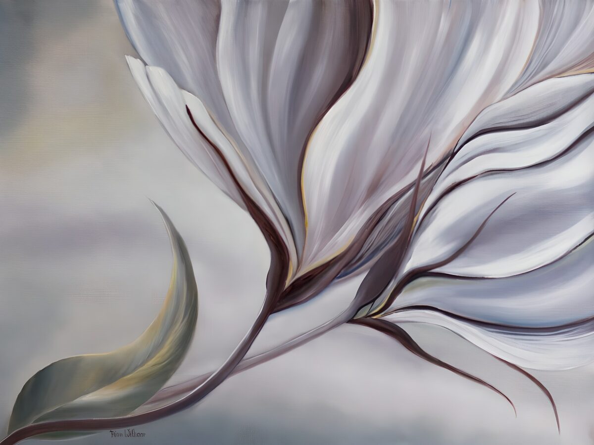 PDGIT6387424: Fiore astratto tra bianco e malva