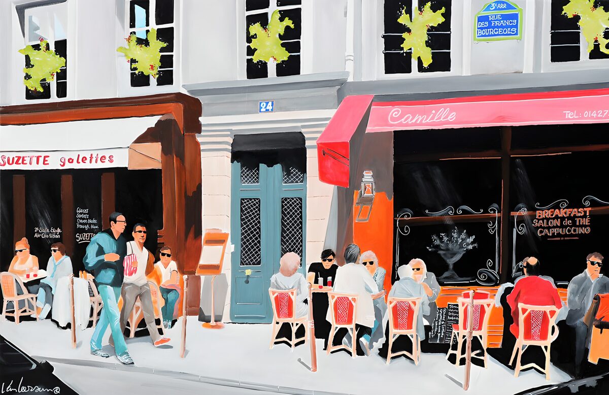 Caffè parigini e tavolini al sole