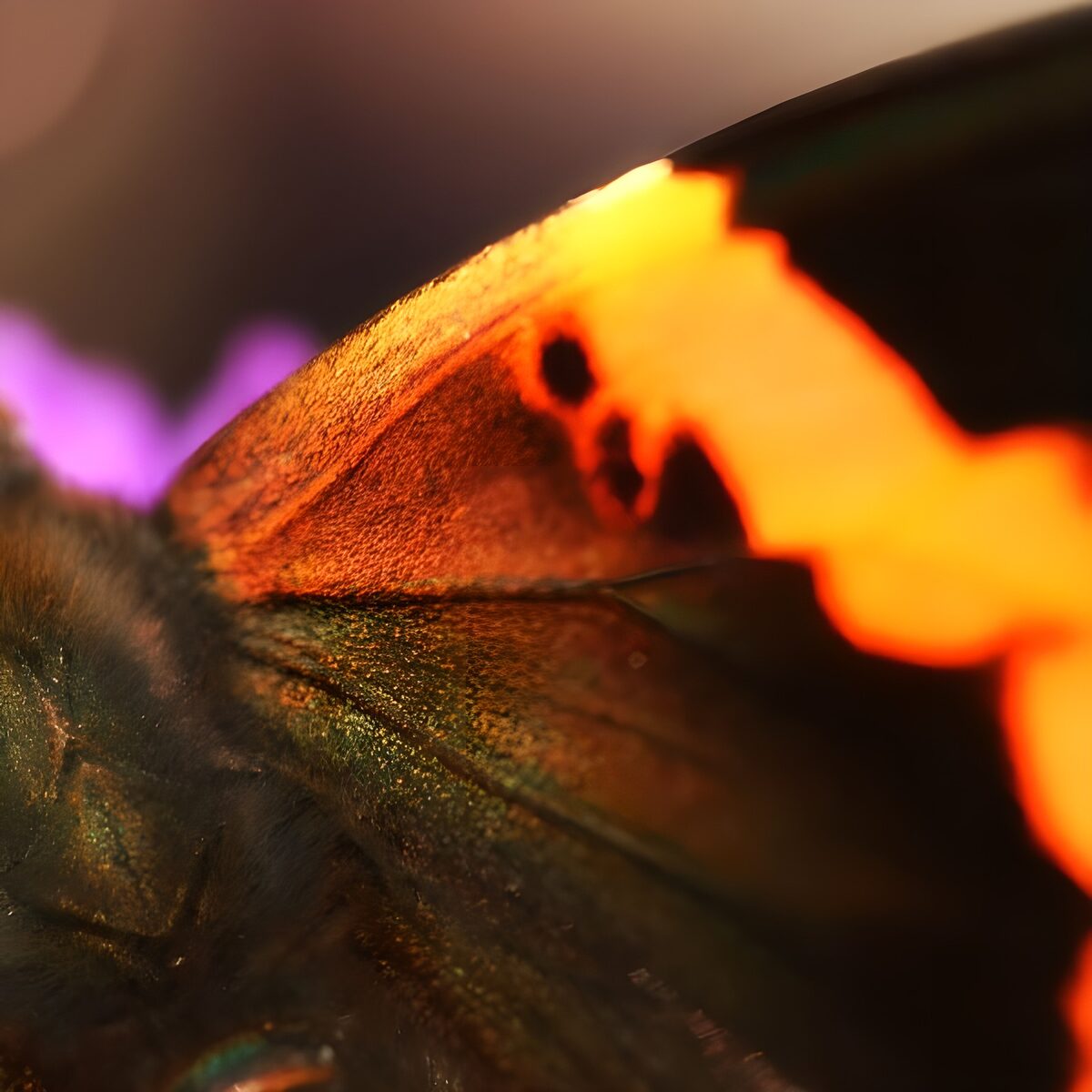 Farfalla in macro tra arancio e nero