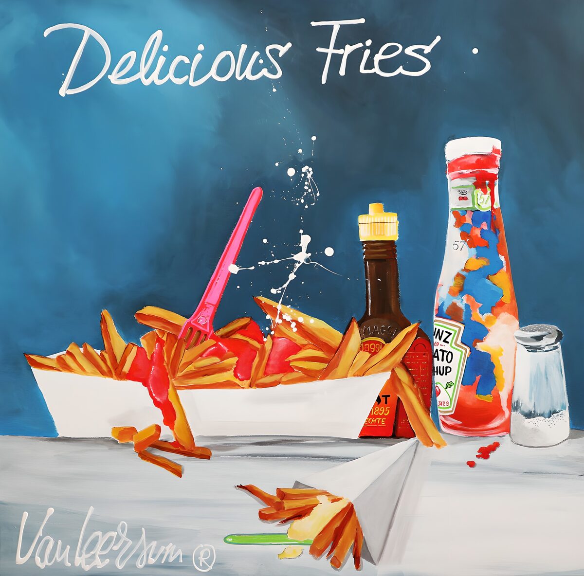 PDGIT2552891: Patatine fritte con ketchup e salse