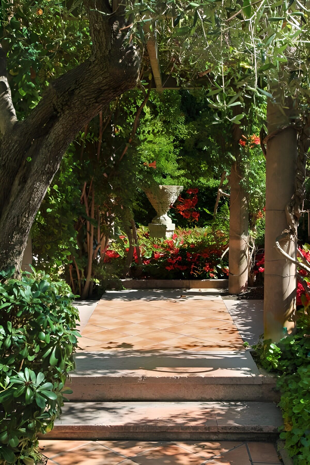 PDGIT5576783: Giardino ombreggiato con terrazza in cotto