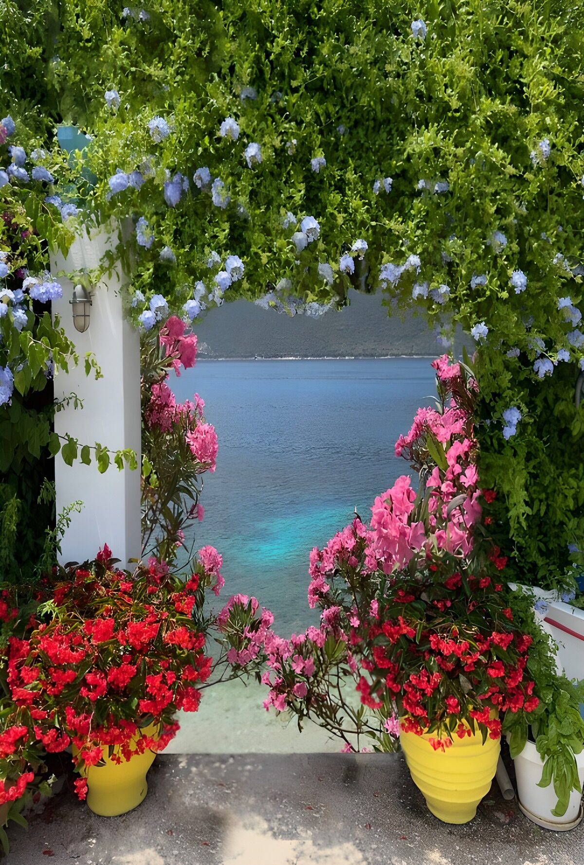 PDGIT7572358: Arco fiorito sul mare turchese