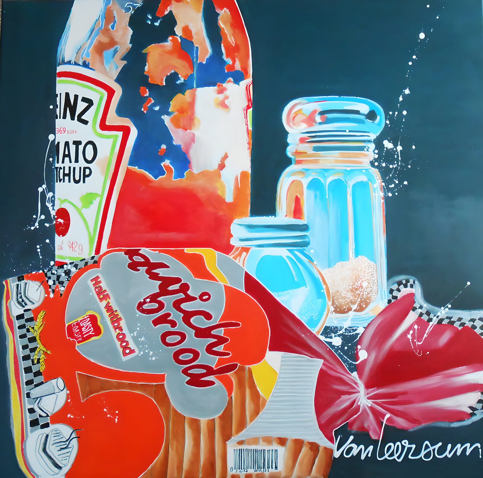 PDGIT4222764: Pane, ketchup e vetro a colori vivaci