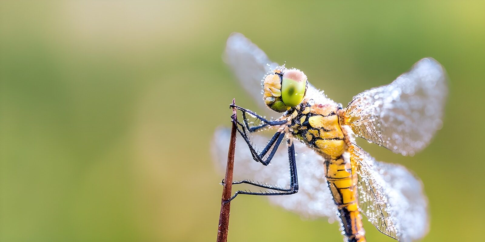 PDGIT9308380: Libellula gialla e nera sullo stelo