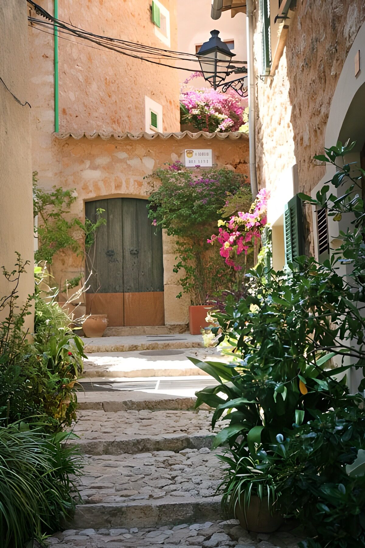 PDGIT8291348: Vicolo a gradini tra fiori e ombra