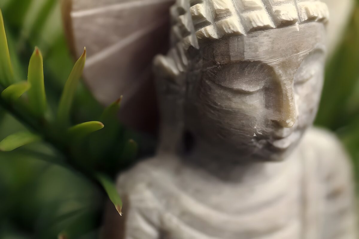 PDGIT9907957: Il volto di Buddha nella quiete del verde
