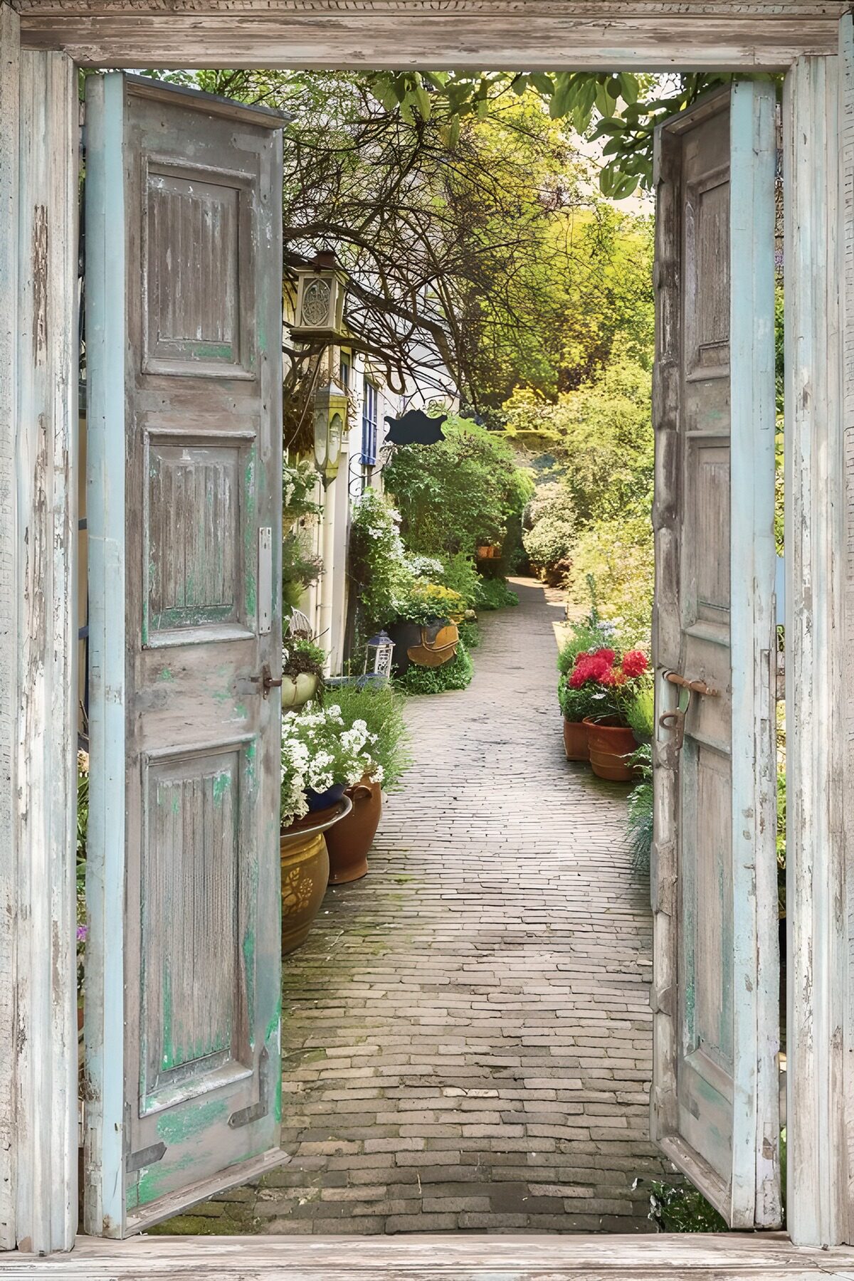 PDGIT6412693: Porte aperte sul giardino in fiore