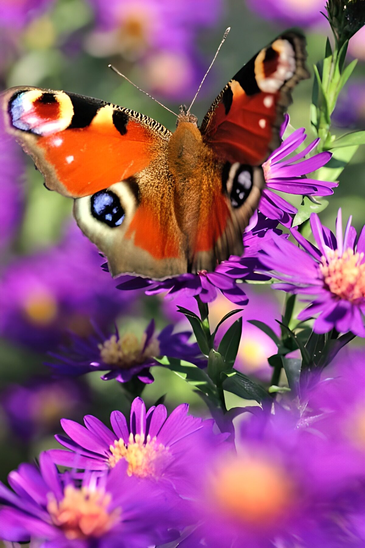 PDGIT1438332: Vanessa io tra fiori viola al sole
