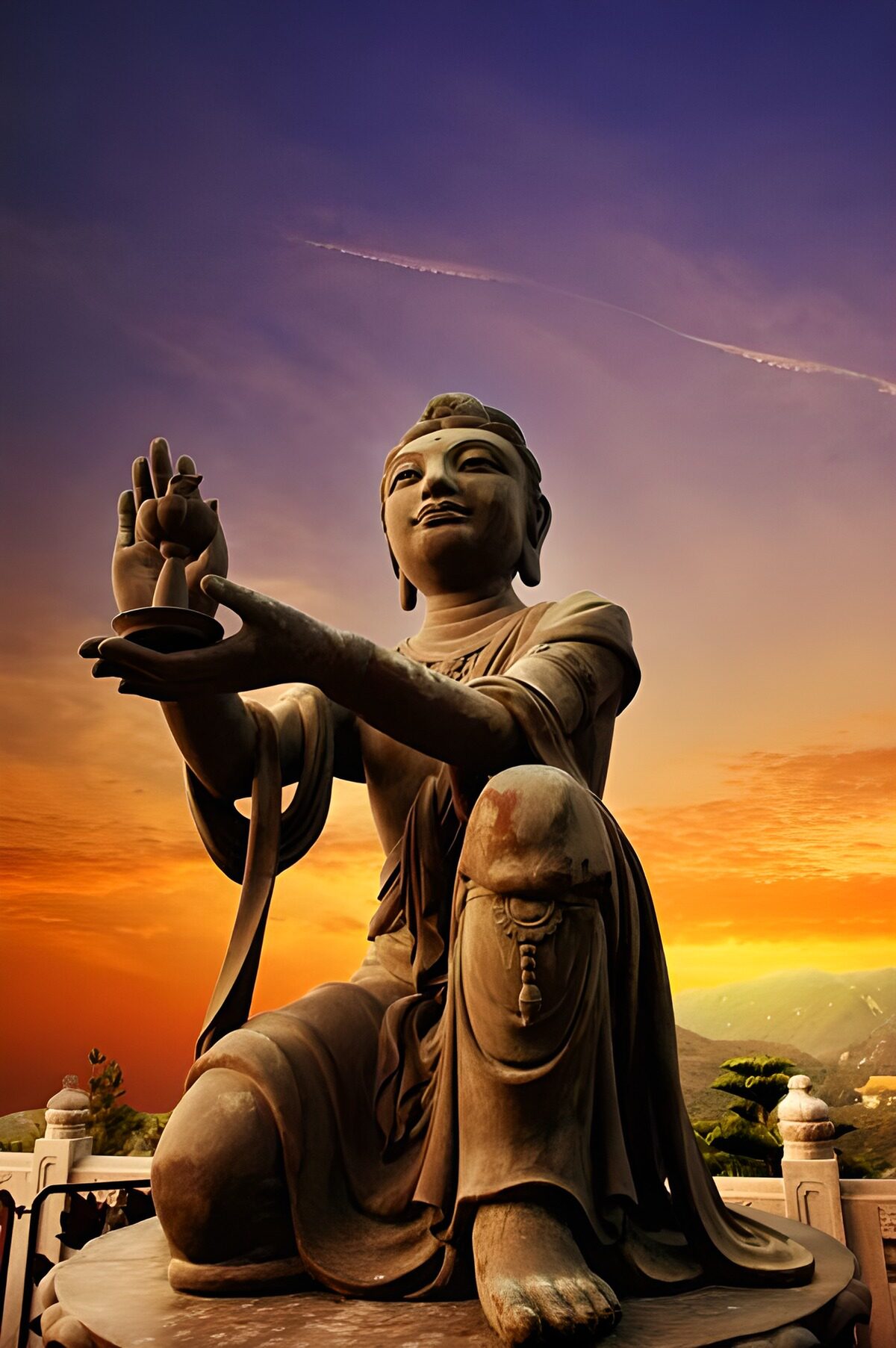 PDGIT2298159: Statua di Buddha al tramonto