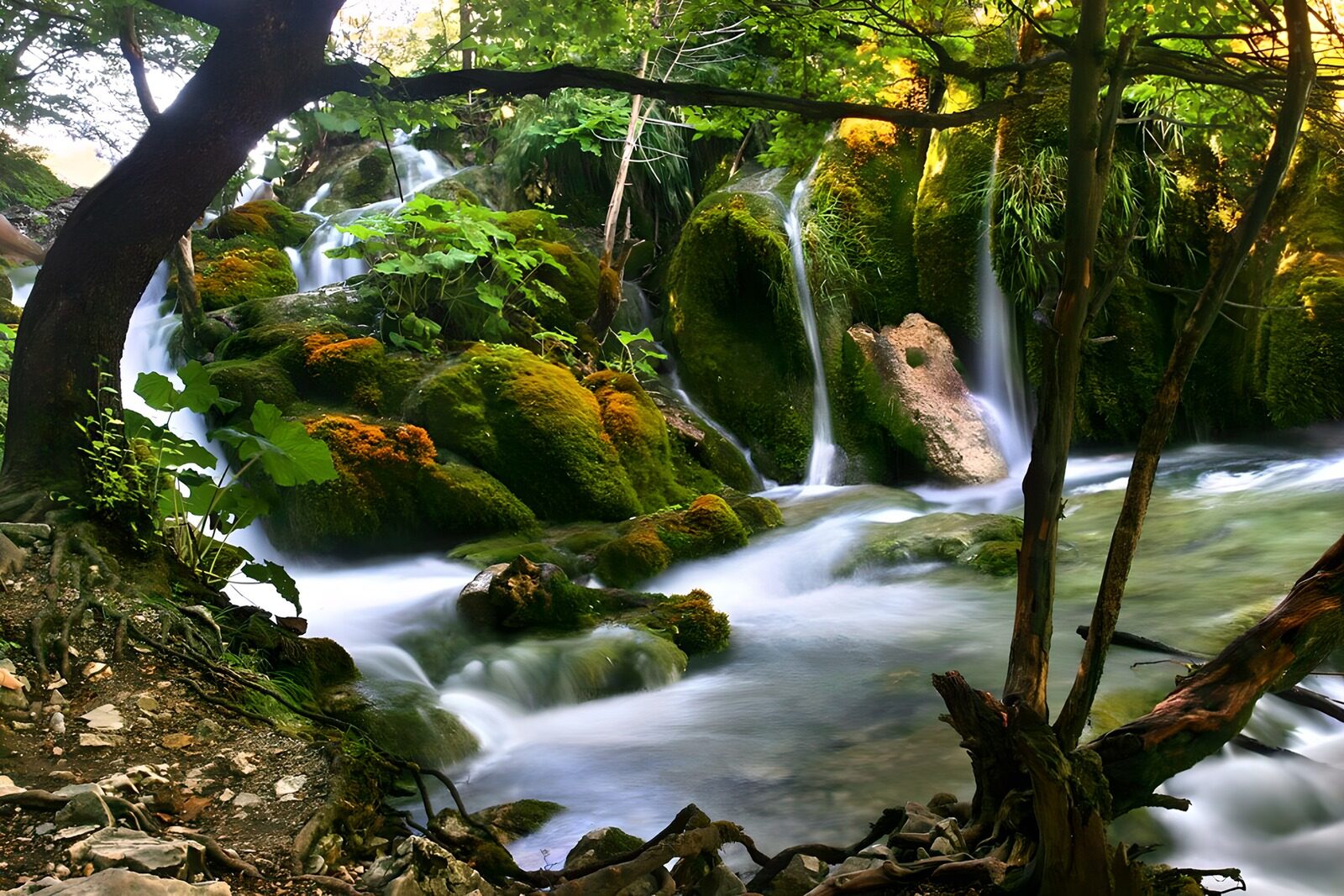 PDGIT4869463: Cascatelle nel verde del bosco