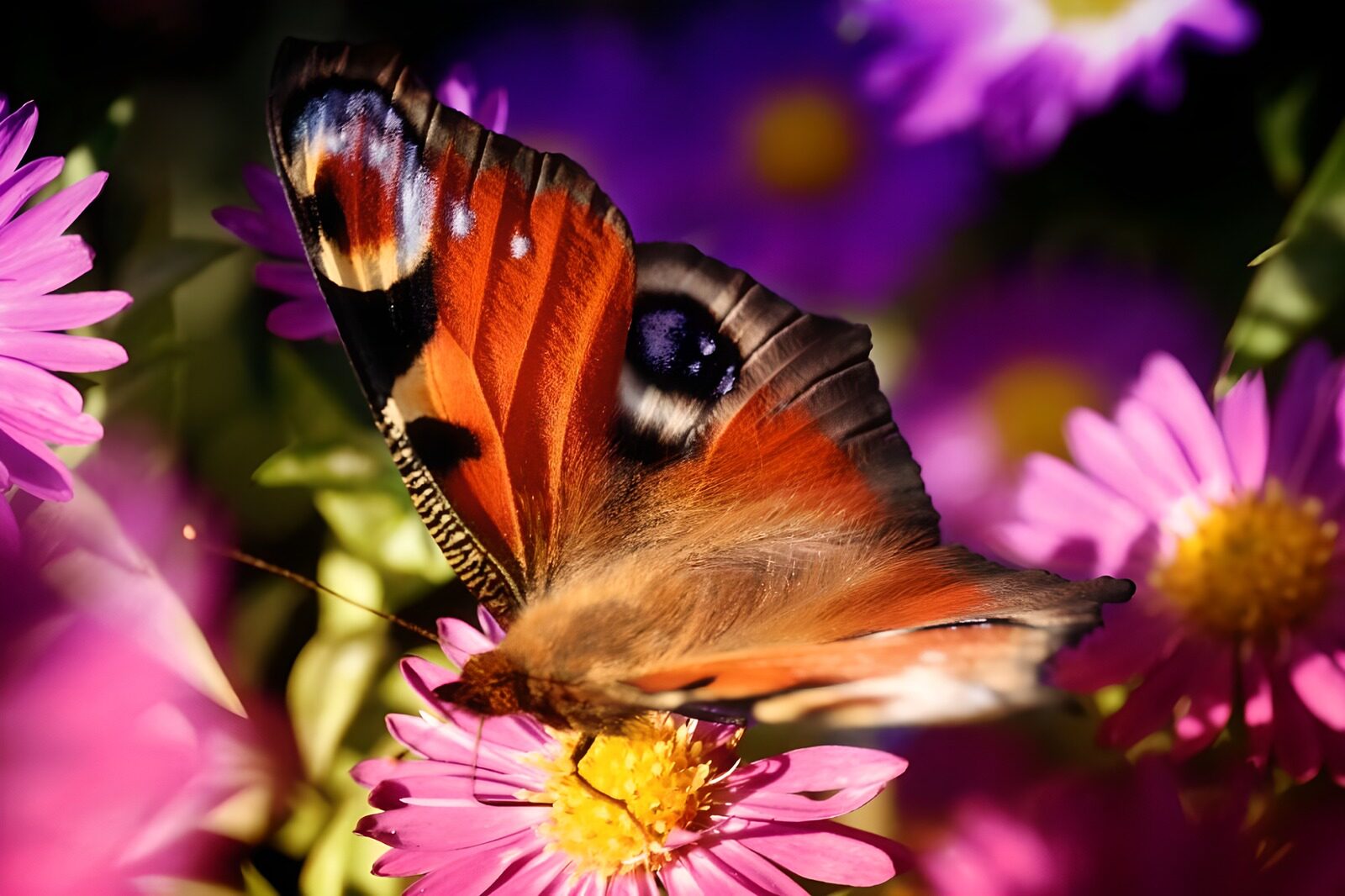 PDGIT5376825: Vanessa io sul fiore rosa al sole
