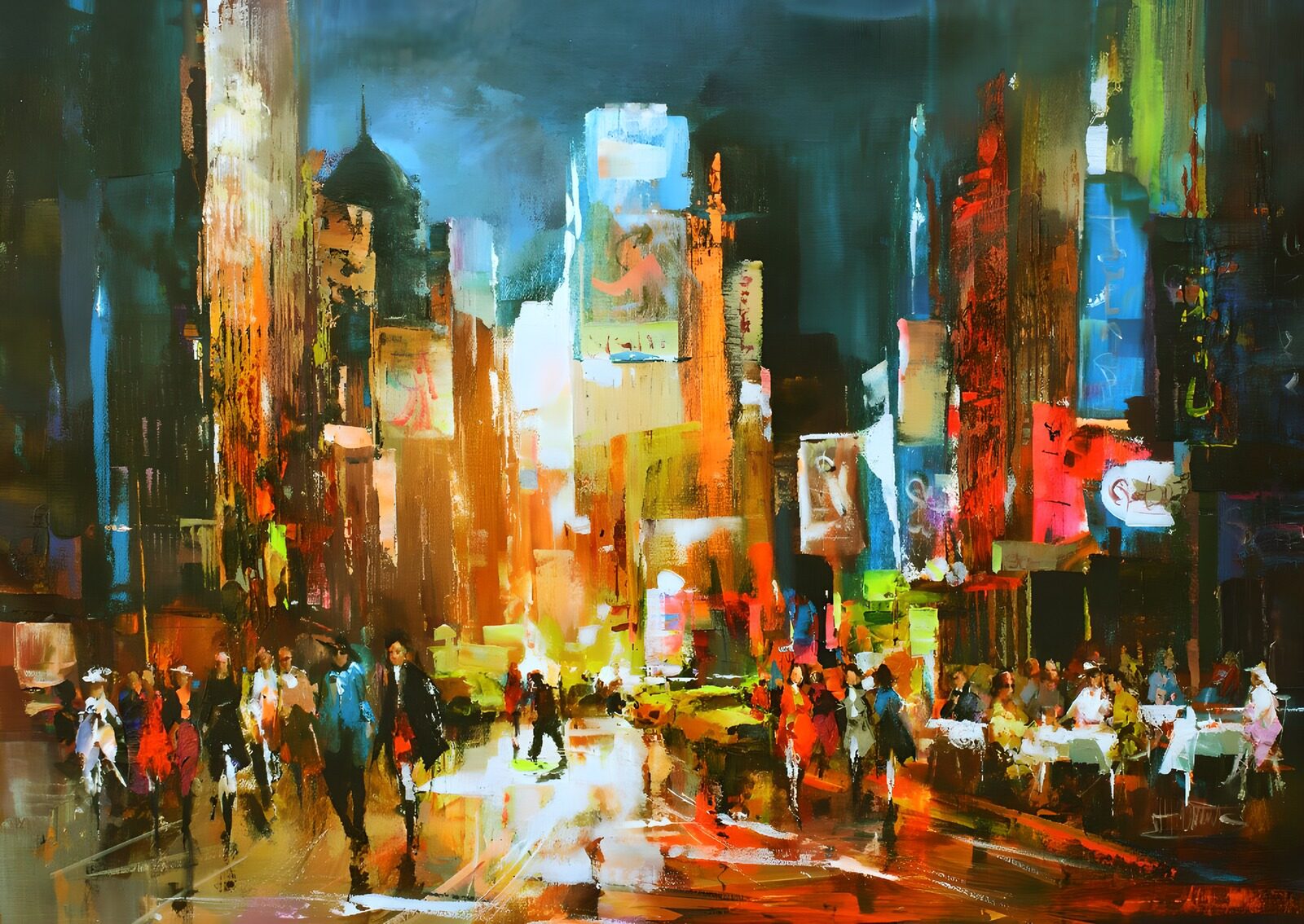 PDGIT9309757: Strada di notte tra folla e neon